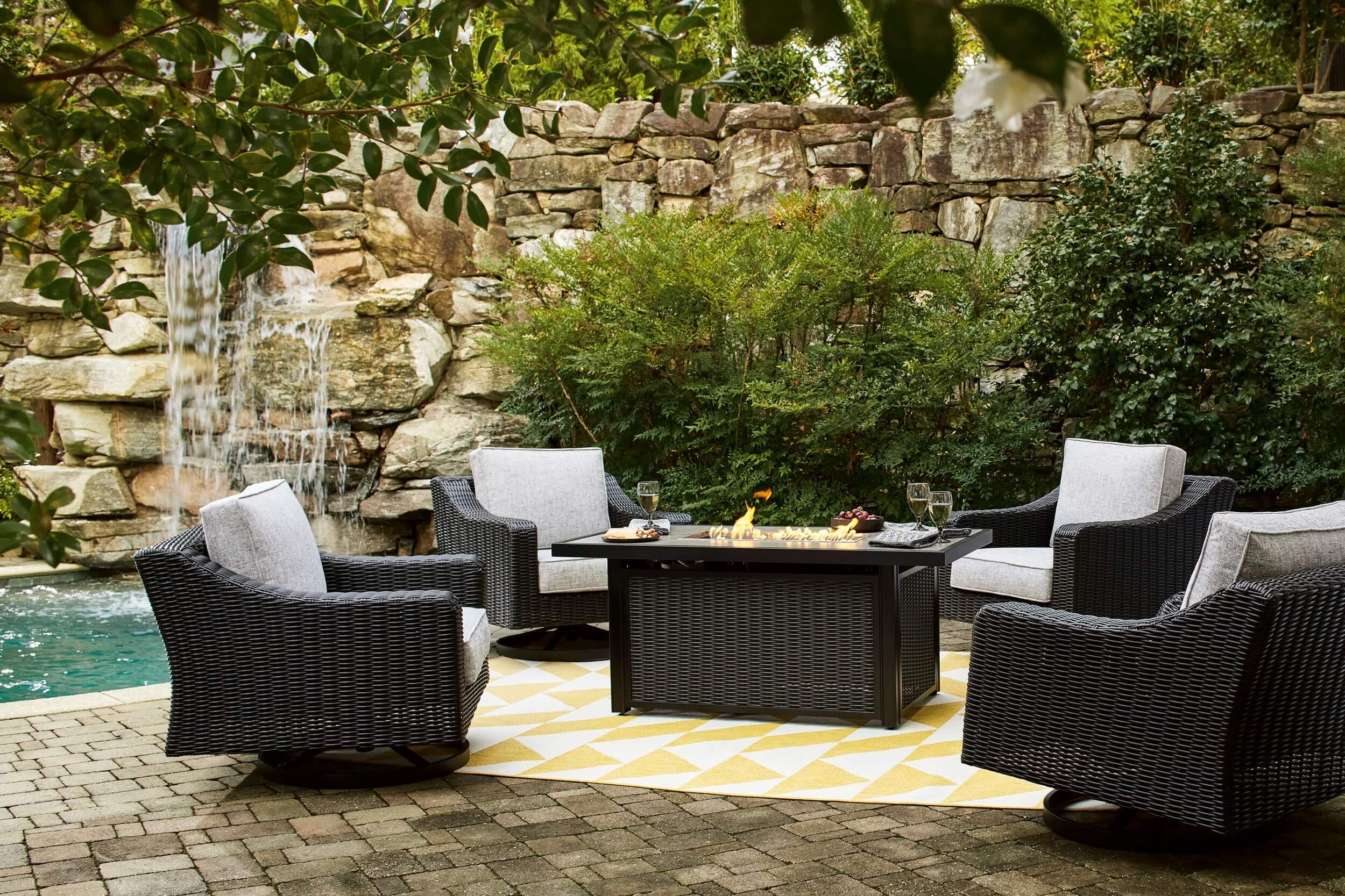 Beachcroft Outdoor Nuvella Fabric/Resin Wicker Patio Seating Set