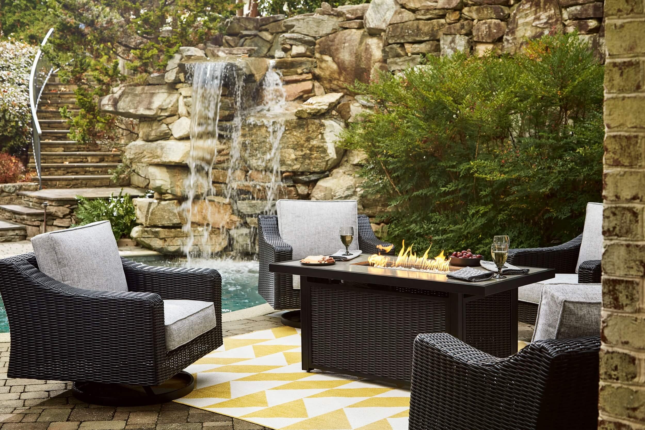Beachcroft Outdoor Nuvella Fabric/Resin Wicker Patio Seating Set