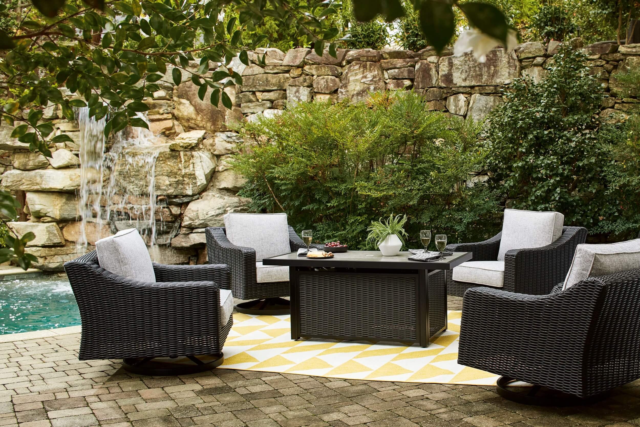 Beachcroft Outdoor Nuvella Fabric/Resin Wicker Patio Seating Set