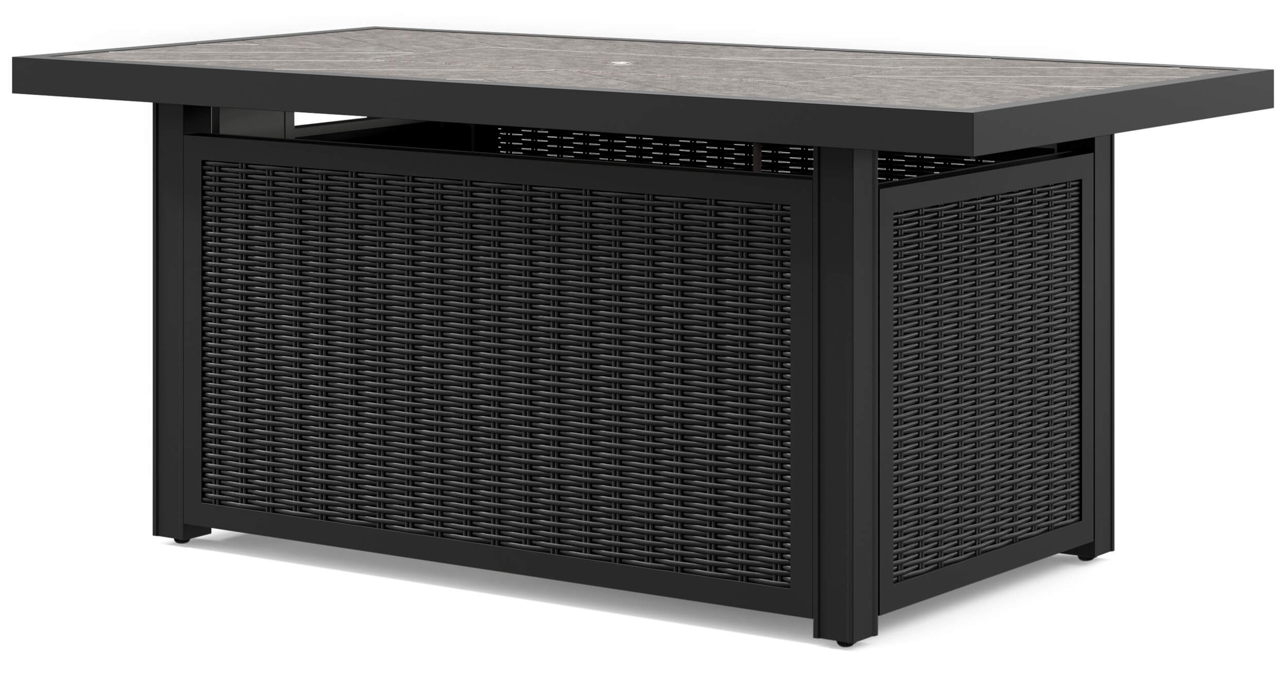 Beachcroft Outdoor Resin Wicker Rectangular Fire Pit Table