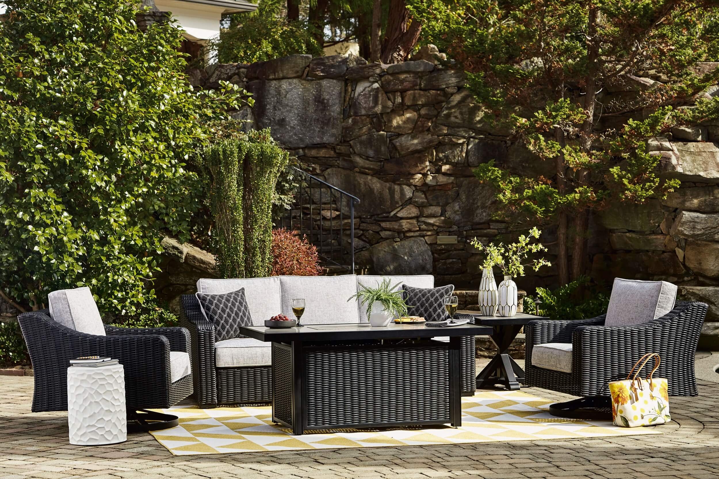 Beachcroft Outdoor Nuvella Fabric/Resin Wicker Patio Seating Set