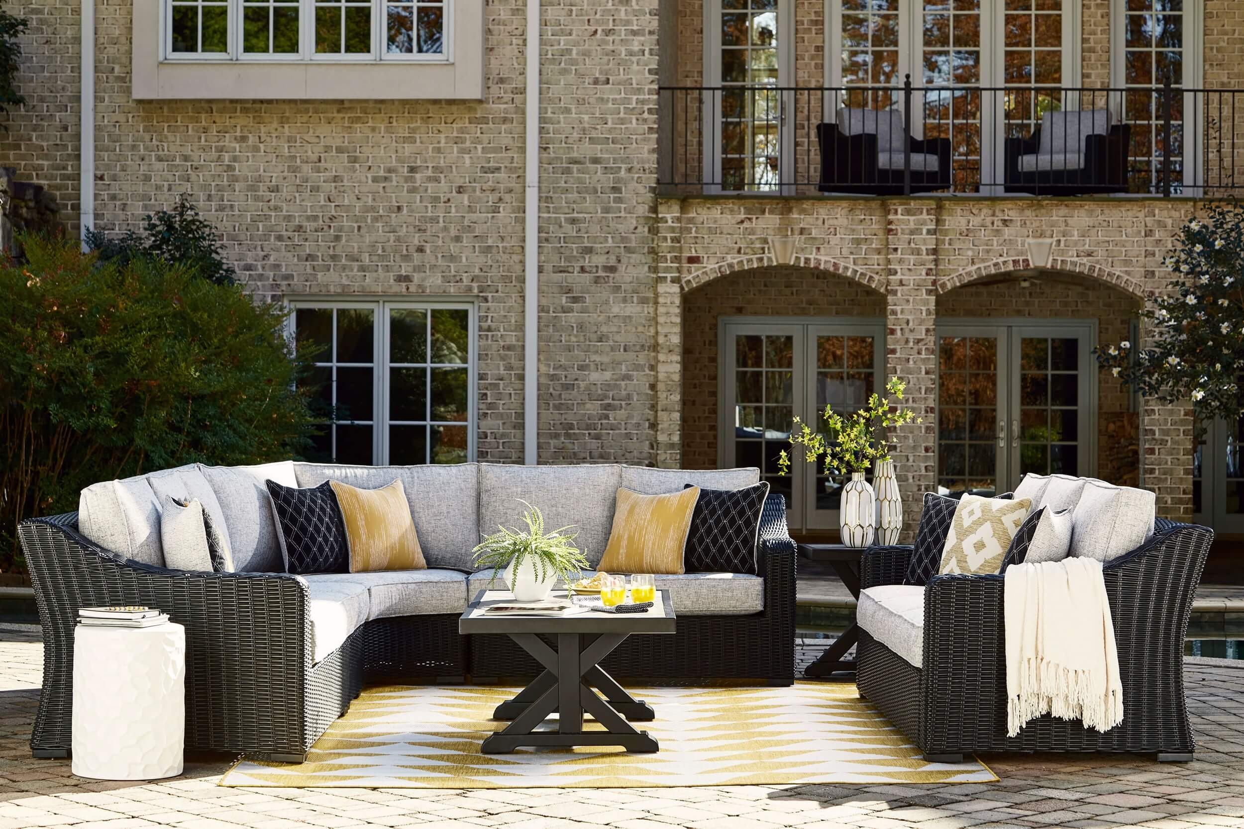 Beachcroft Outdoor Nuvella Fabric/Resin Wicker Patio Seating Set