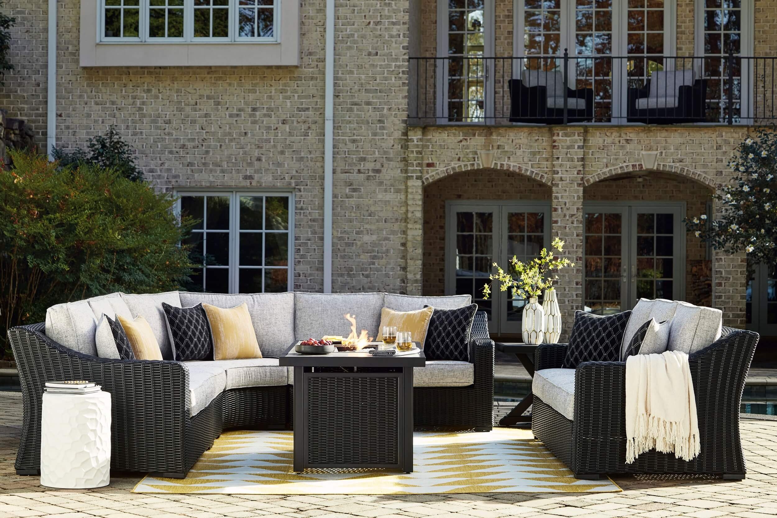 Beachcroft Outdoor Nuvella Fabric/Resin Wicker Patio Seating Set