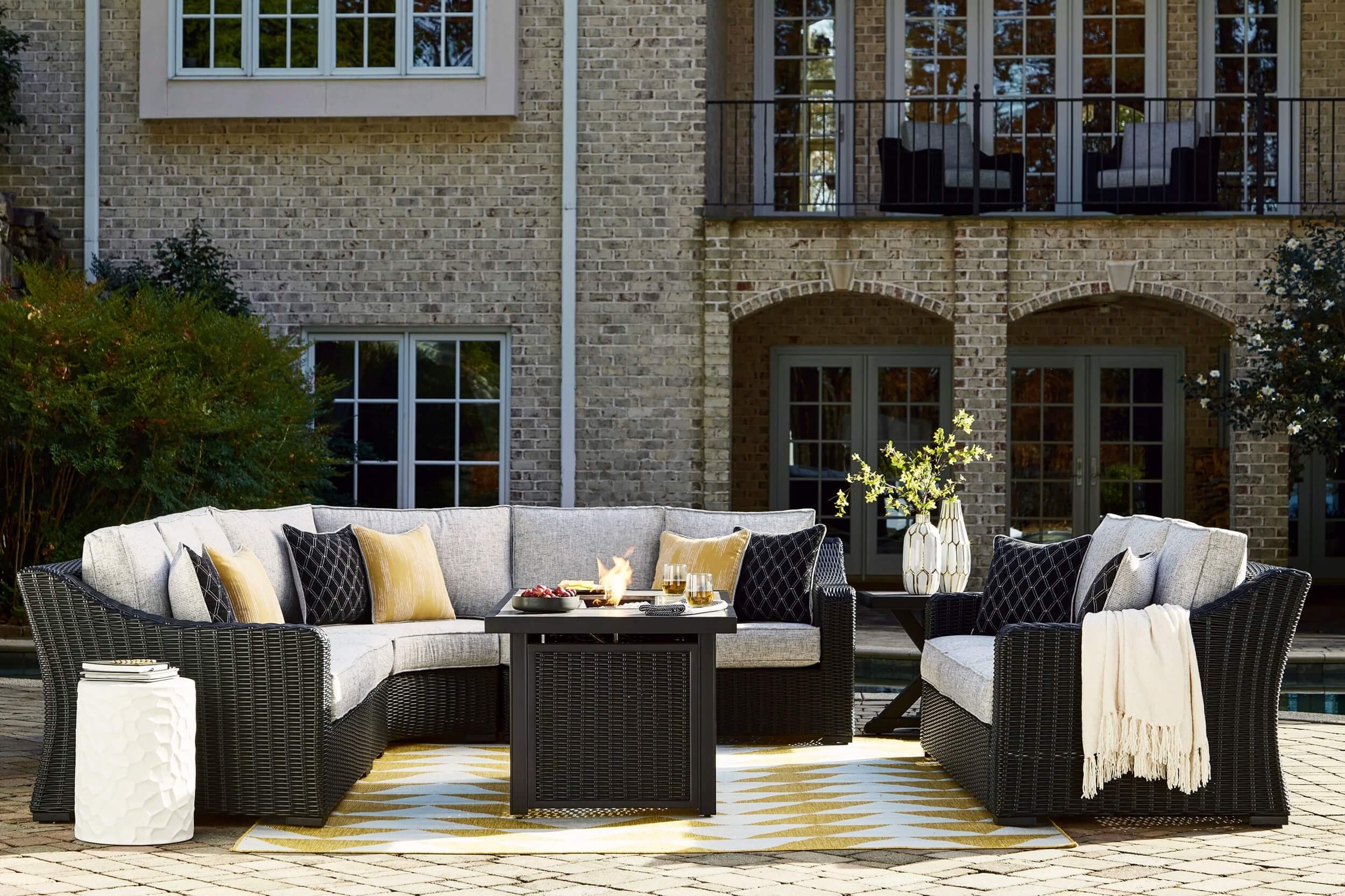 Beachcroft Outdoor Nuvella Fabric/Resin Wicker Patio Seating Set