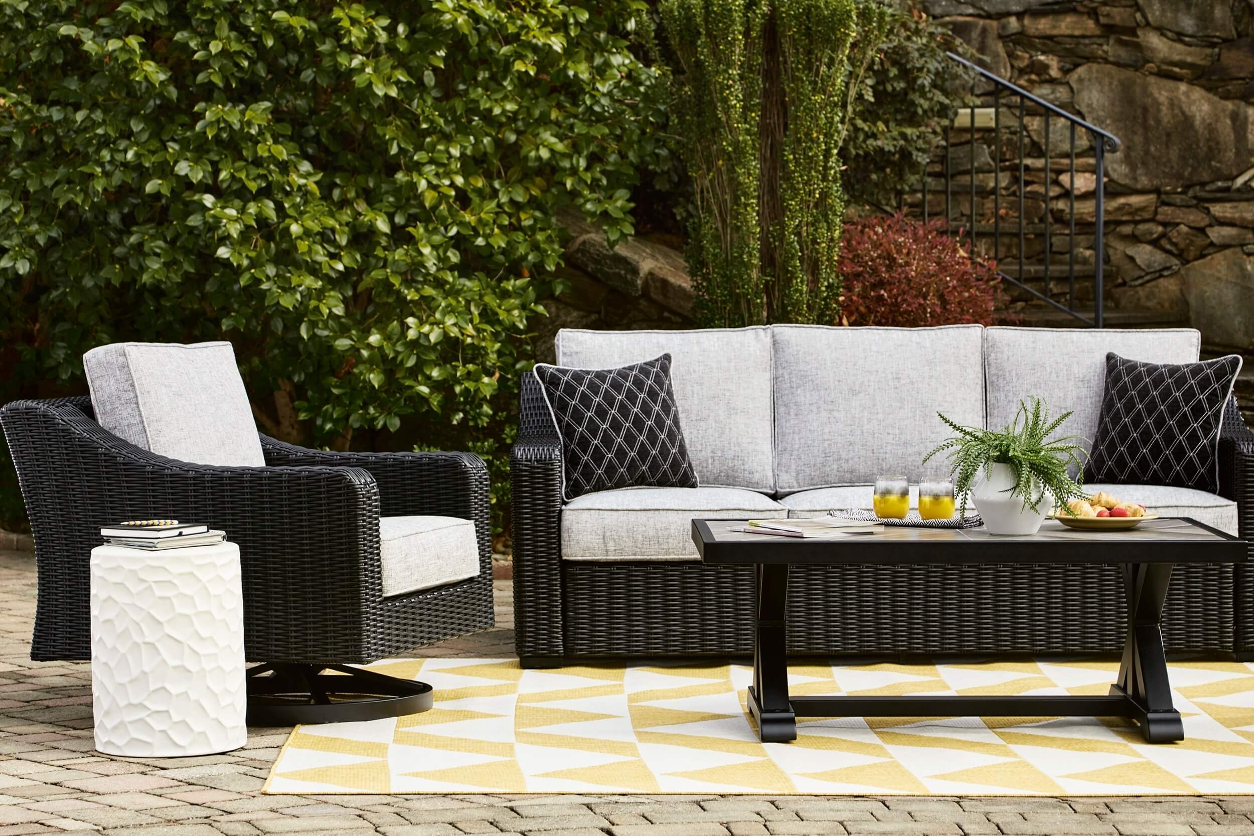 Beachcroft Outdoor Nuvella Fabric/Resin Wicker Patio Seating Set