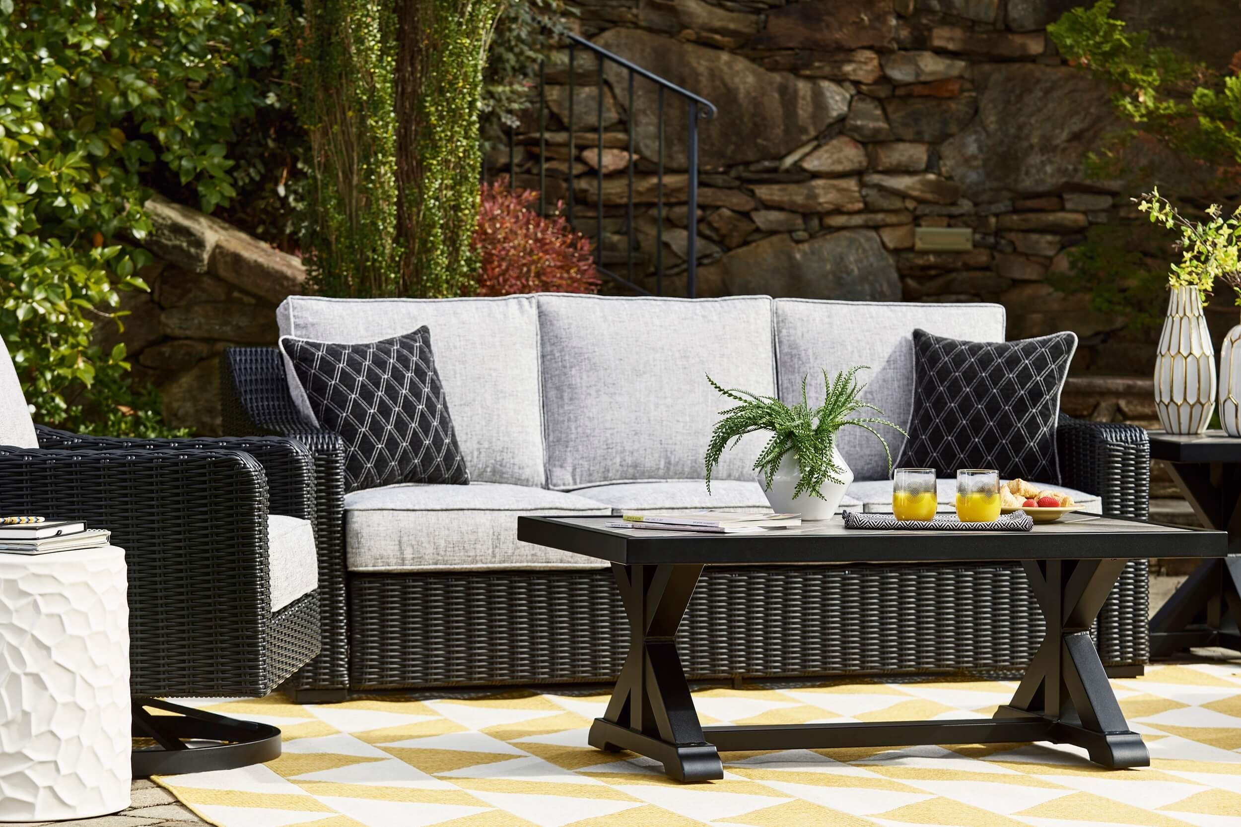 Beachcroft Outdoor Nuvella Fabric/Resin Wicker Patio Seating Set