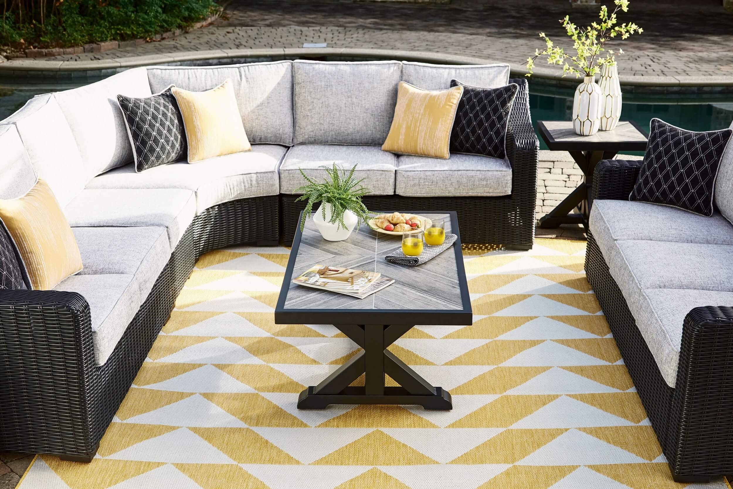 Beachcroft Outdoor Nuvella Fabric/Resin Wicker Patio Seating Set