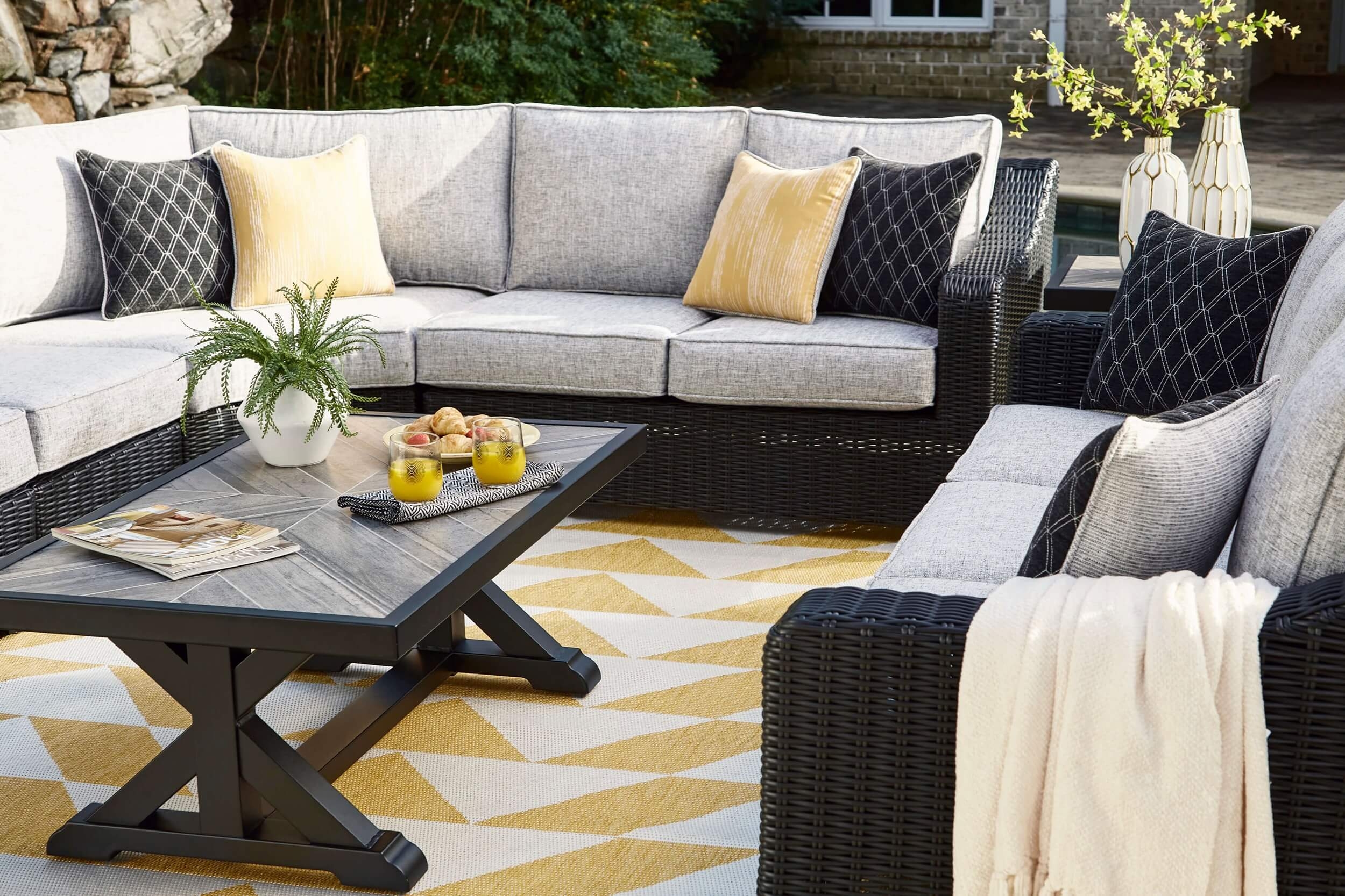 Beachcroft Outdoor Nuvella Fabric/Resin Wicker Patio Seating Set