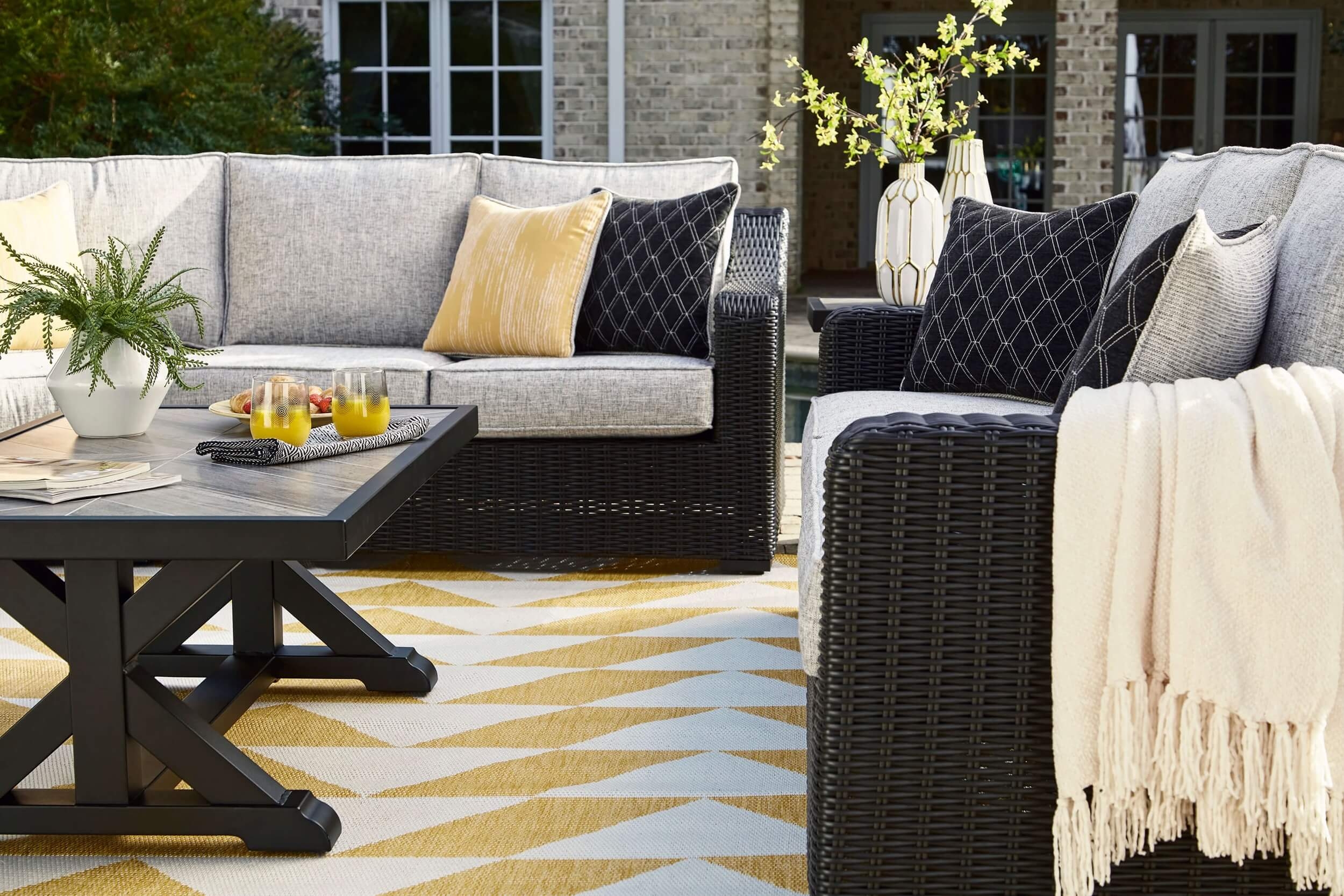 Beachcroft Outdoor Nuvella Fabric/Resin Wicker Patio Seating Set