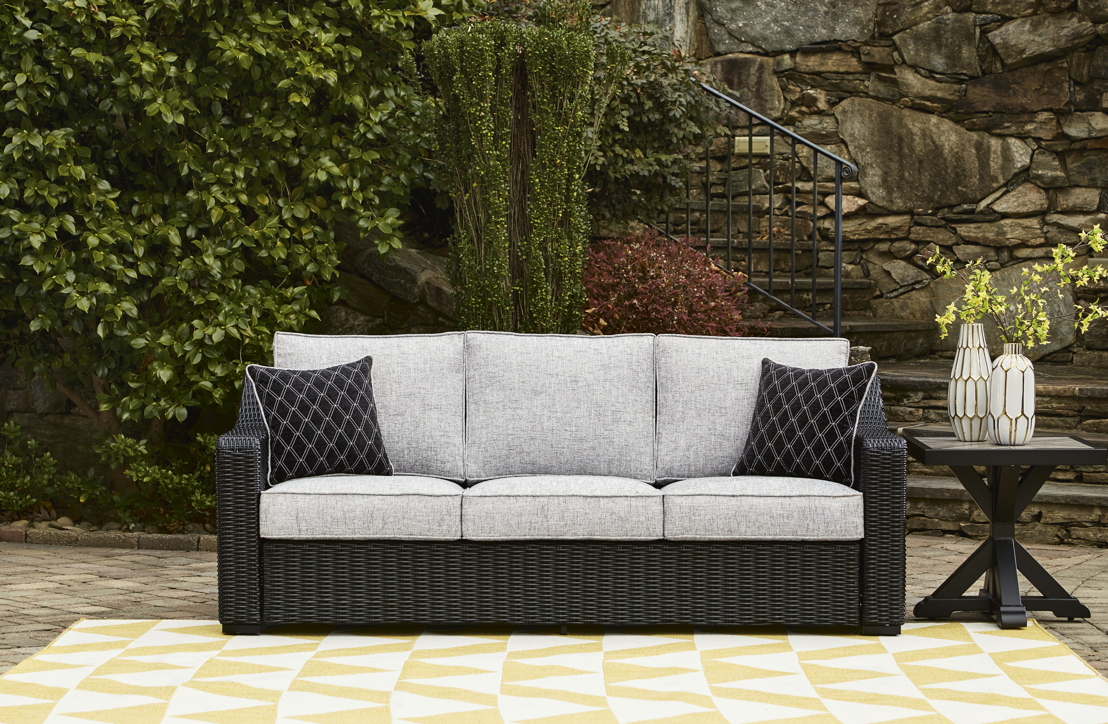 Beachcroft Outdoor Nuvella Fabric/Resin Wicker Sofa