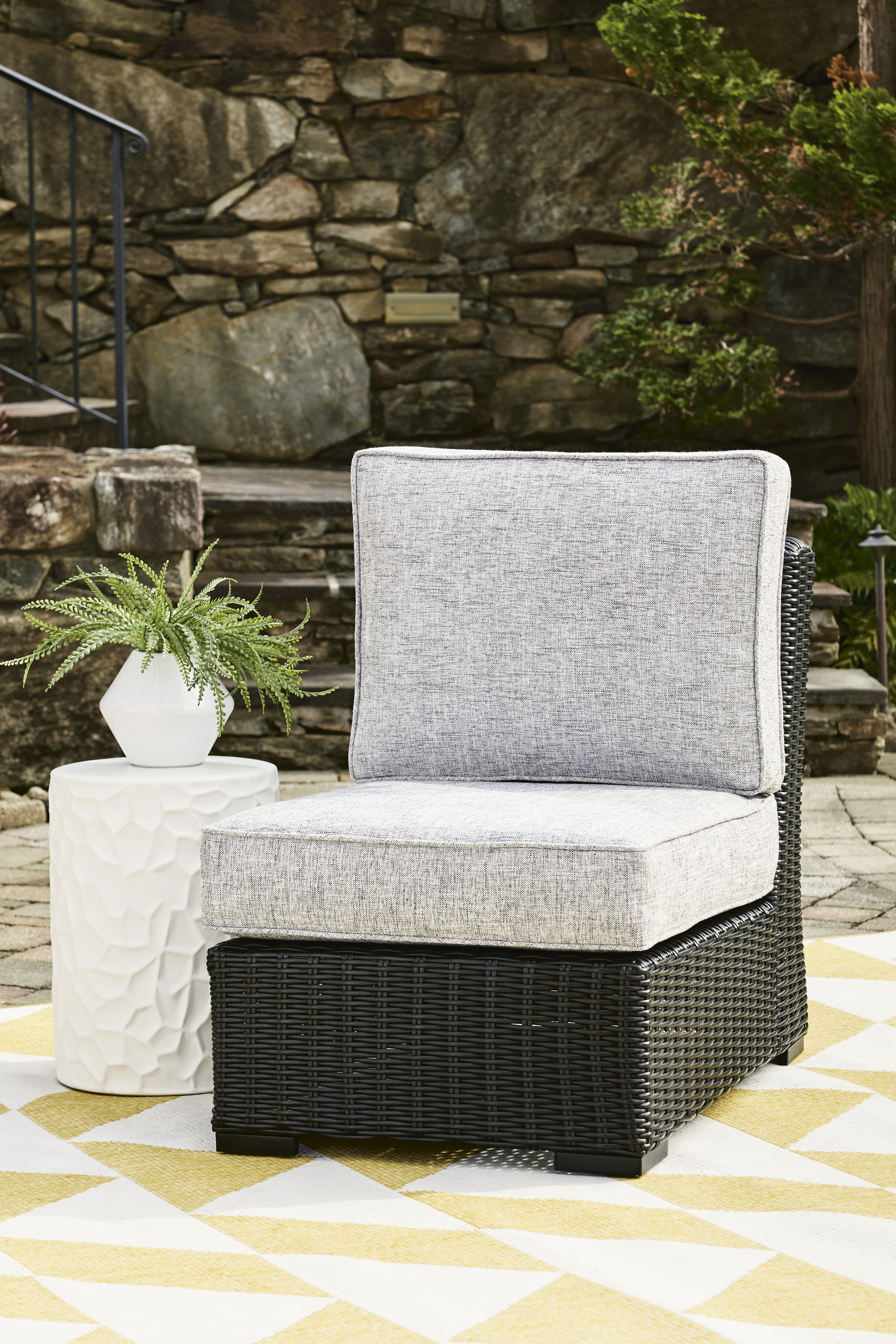 Beachcroft Outdoor Nuvella Fabric/Resin Wicker Armless Chair