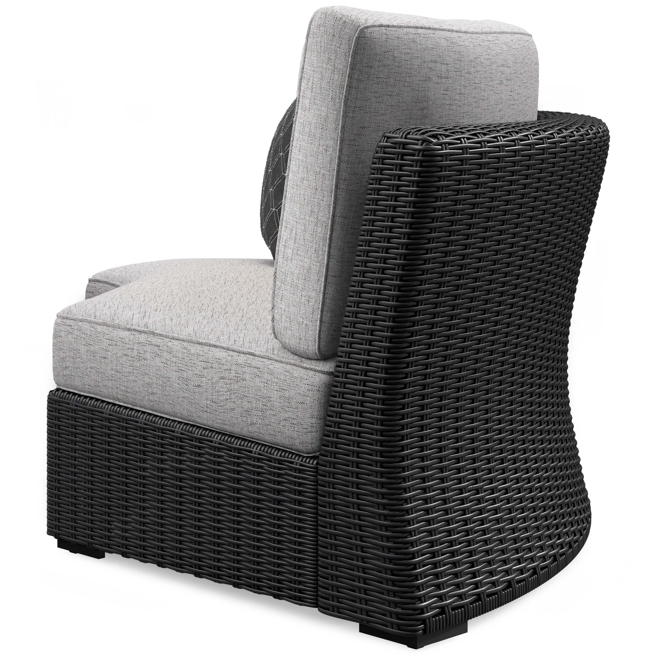 Beachcroft Outdoor Nuvella Fabric/Resin Wicker Curved Corner Chair