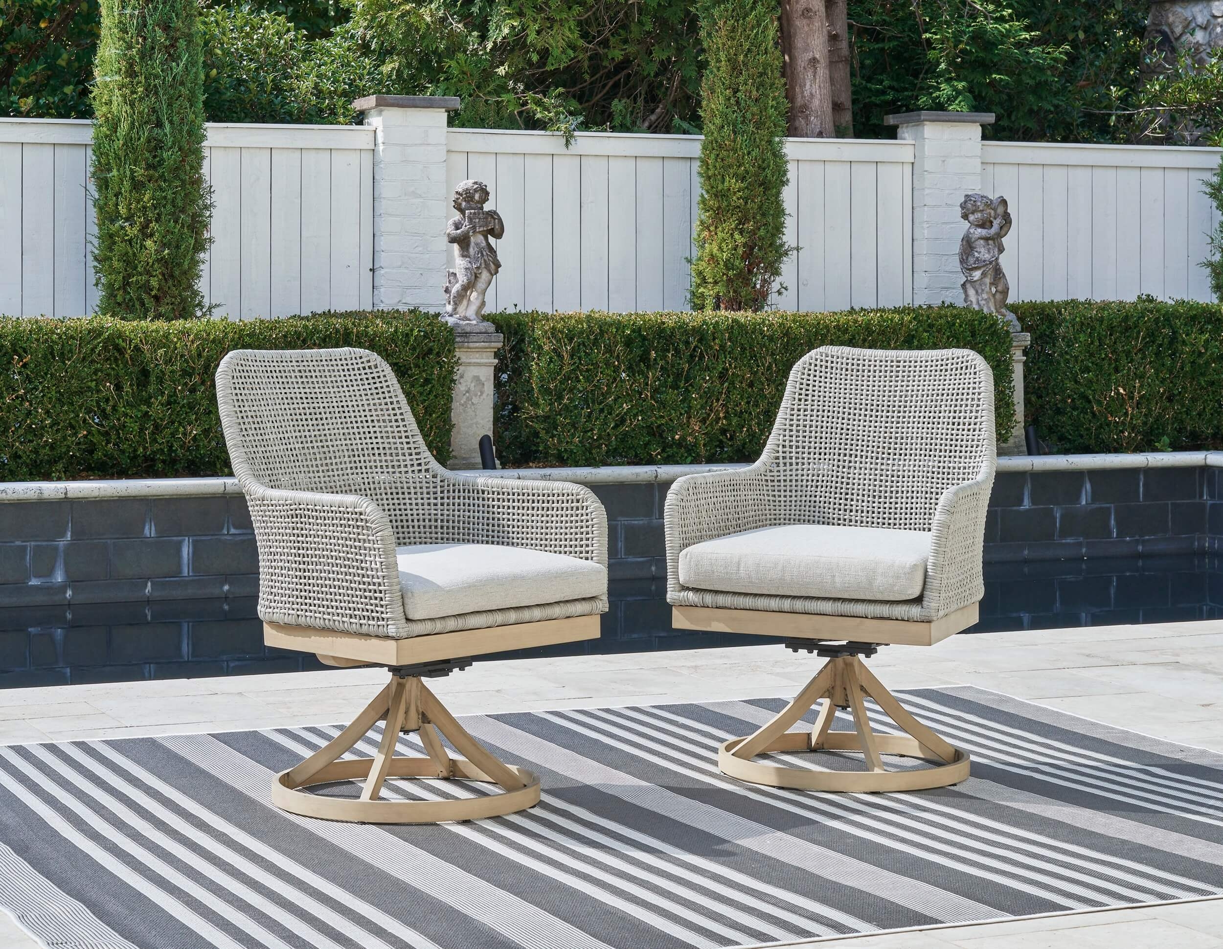 Seton Creek Outdoor Nuvella Fabric/Resin Wicker Set w/Pillows