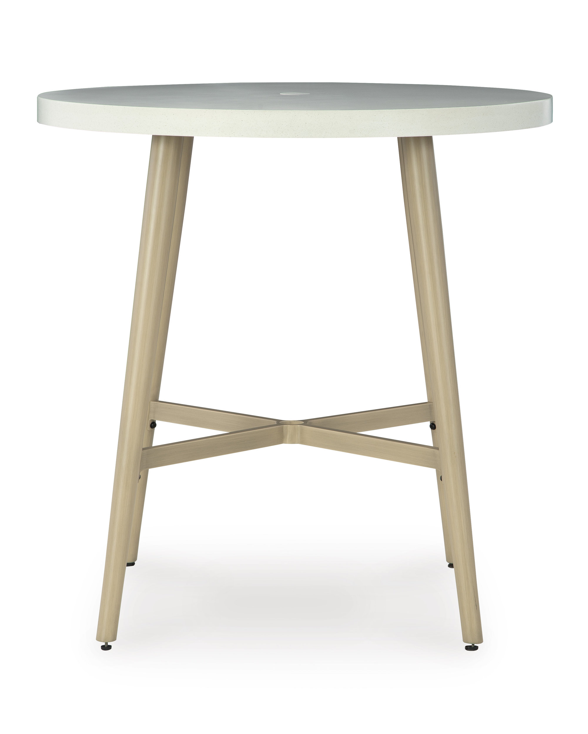 Seton Creek Round Faux Stone/Aluminum Bar Table with Umbella Hole