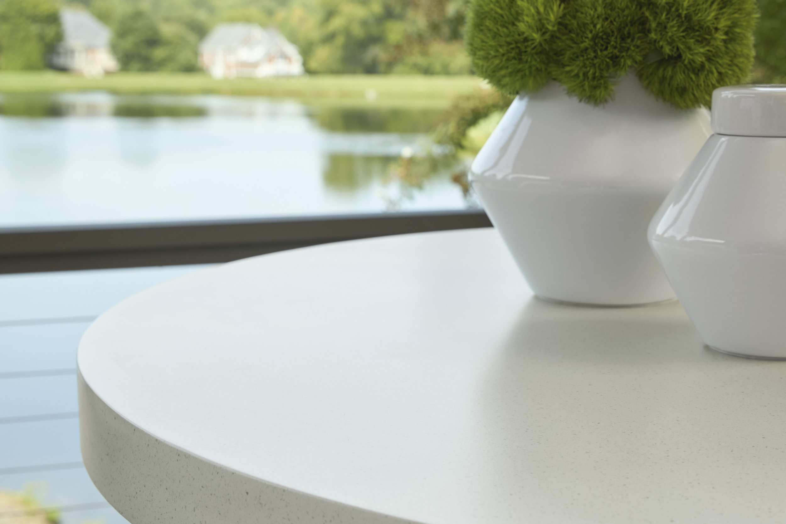 Seton Creek Round Faux Stone/Aluminum Bar Table with Umbella Hole