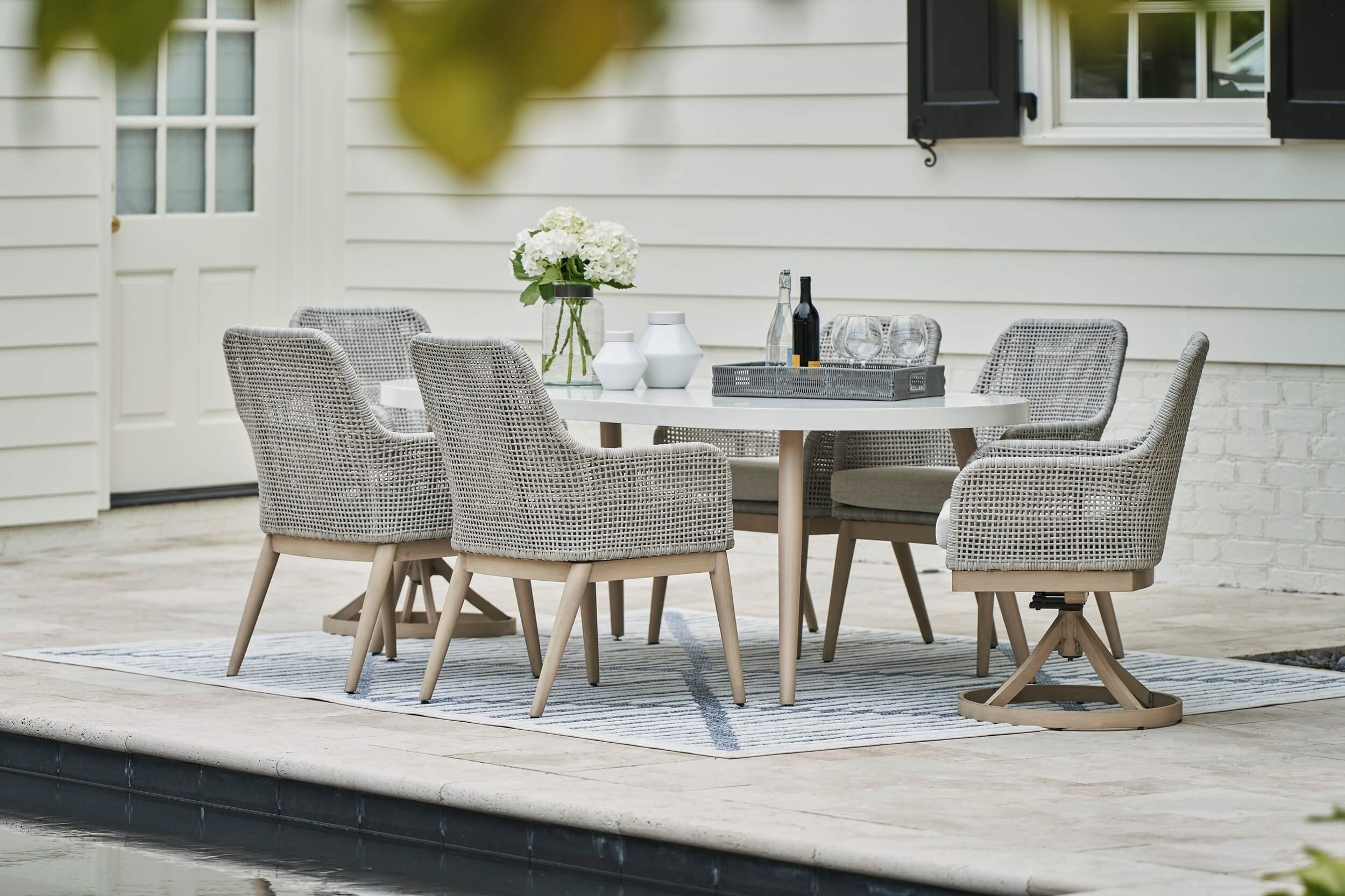 Seton Creek Outdoor Nuvella Fabirc/Resin Wicker Swivel Chair, Set of 2