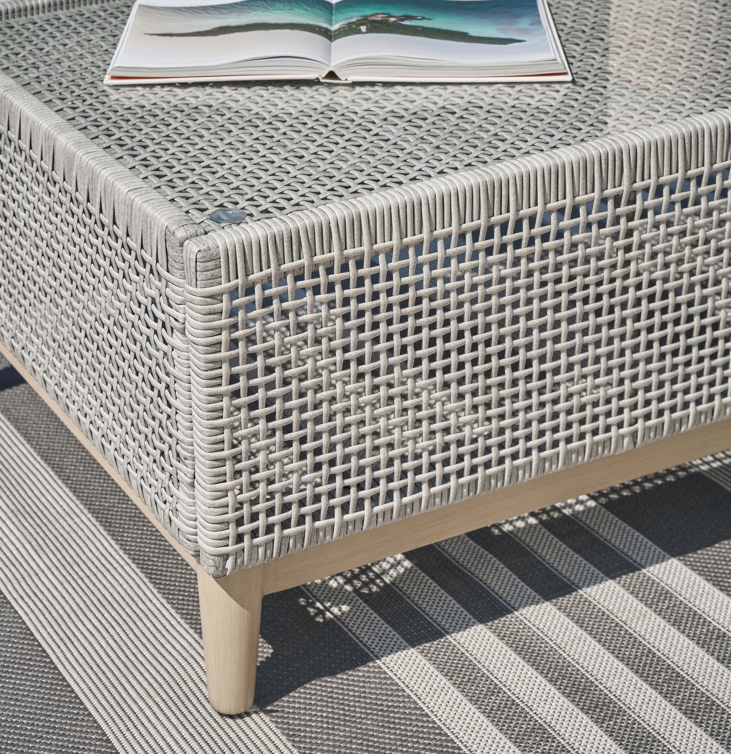 Seton Creek Outdoor Resin Wicker Rectangular Coffee Table