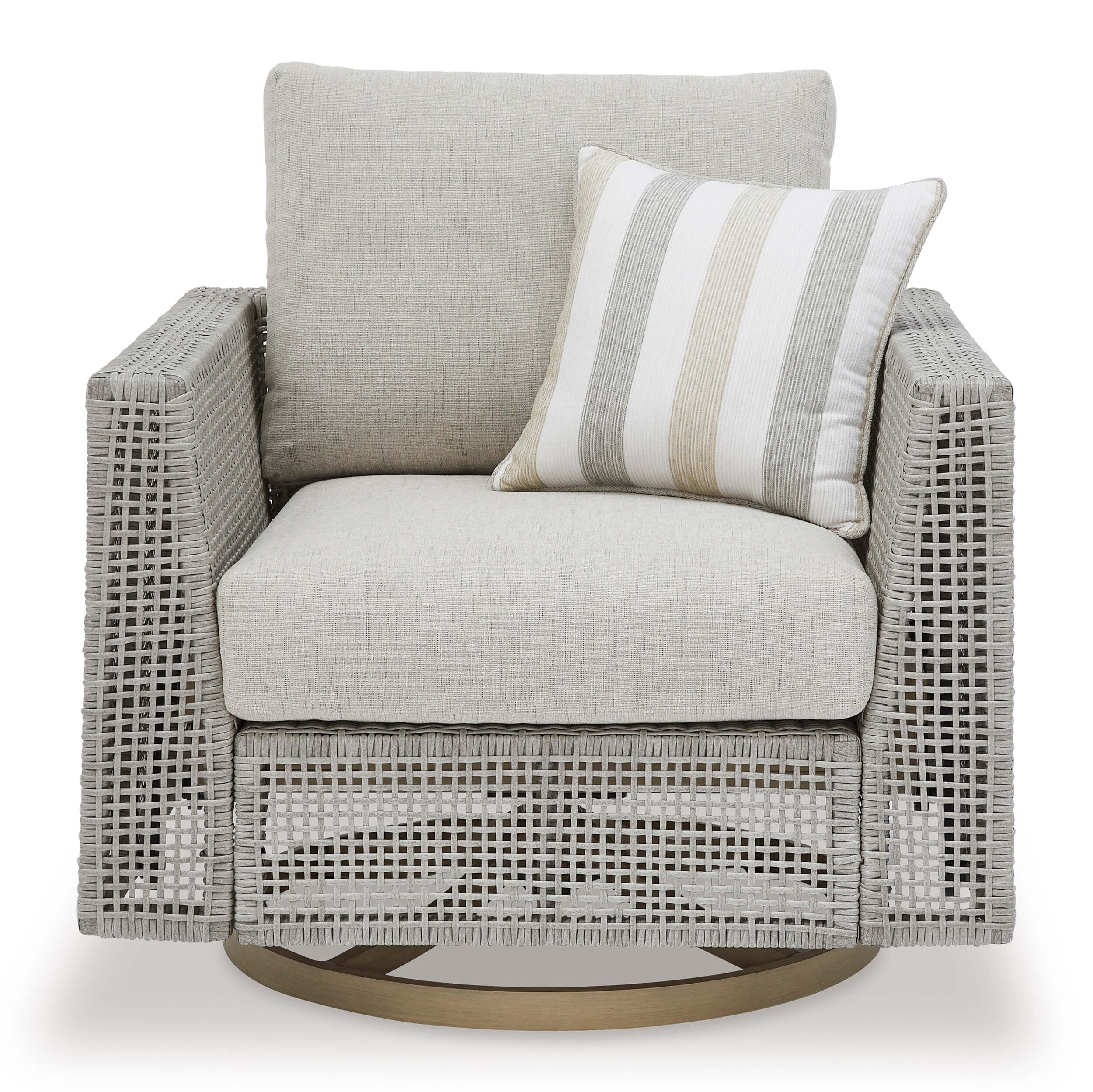 Seton Creek Outdoor Nuvella Fabric/Resin Wicker Swivel Lounge Chair w/Pillow