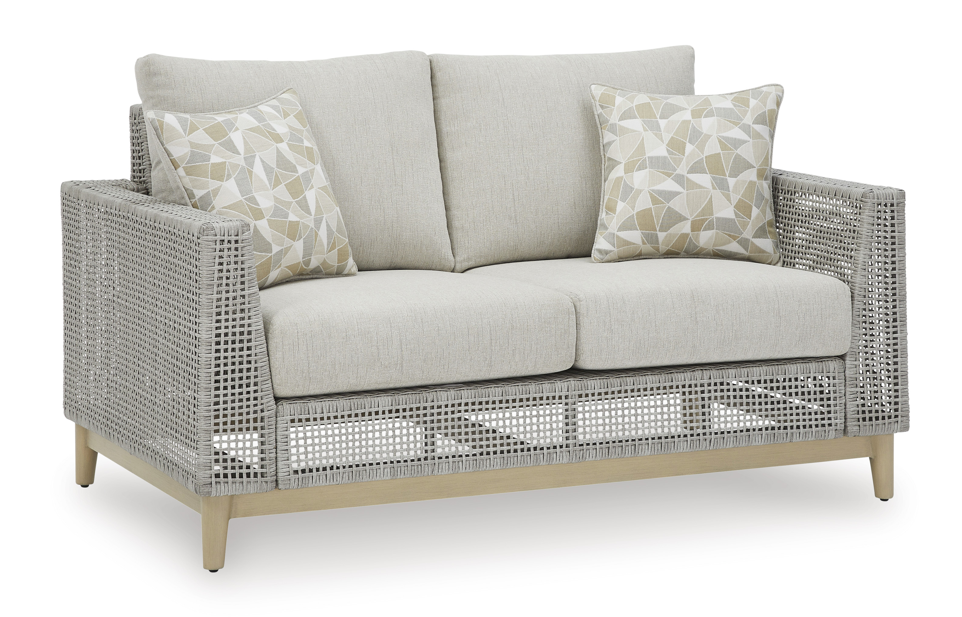 Seton Creek Outdoor Nuvella Fabric/Resin Wicker Loveseat w/2 Pillows