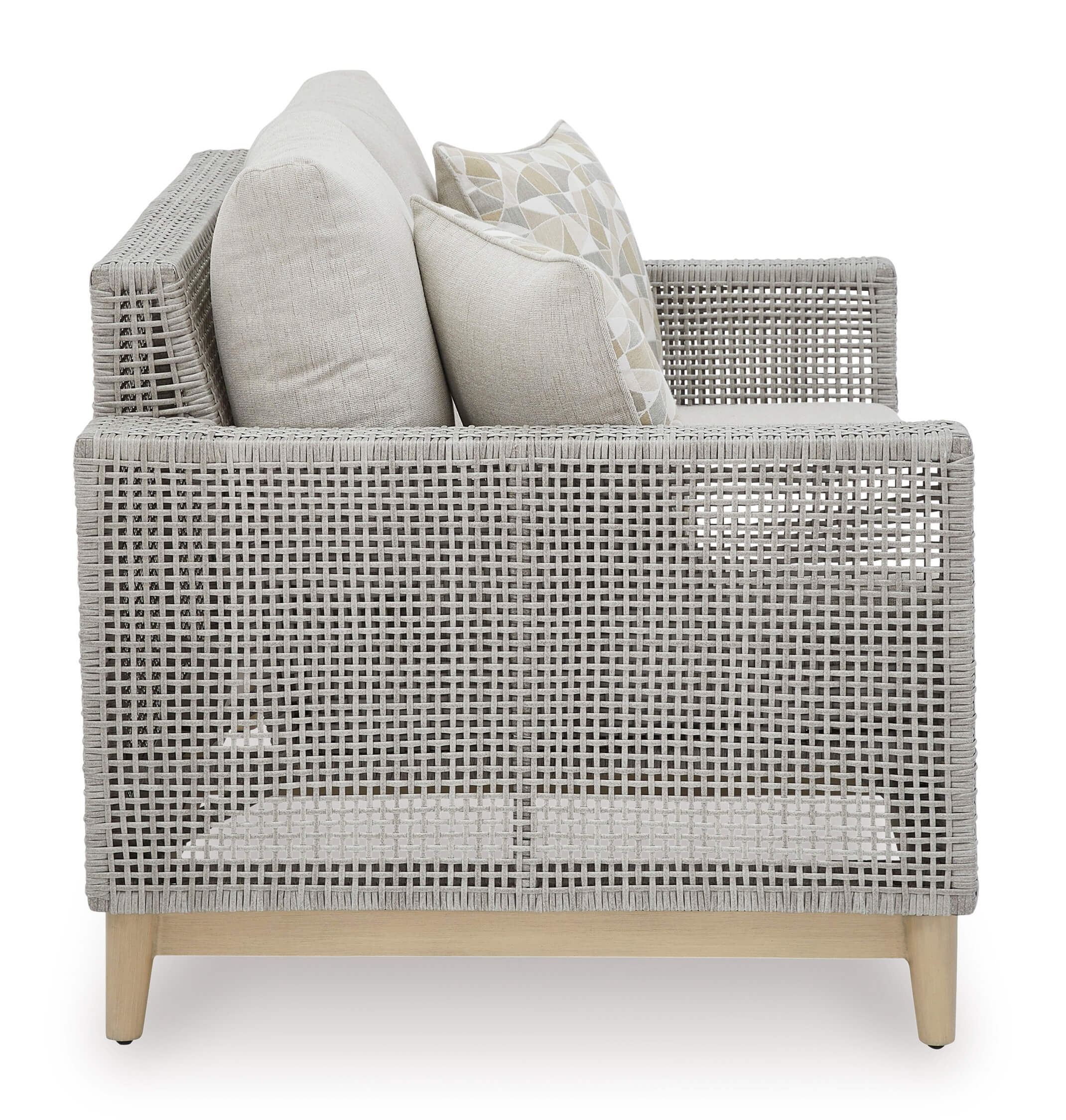 Seton Creek Outdoor Nuvella Fabric/Resin Wicker Loveseat w/2 Pillows