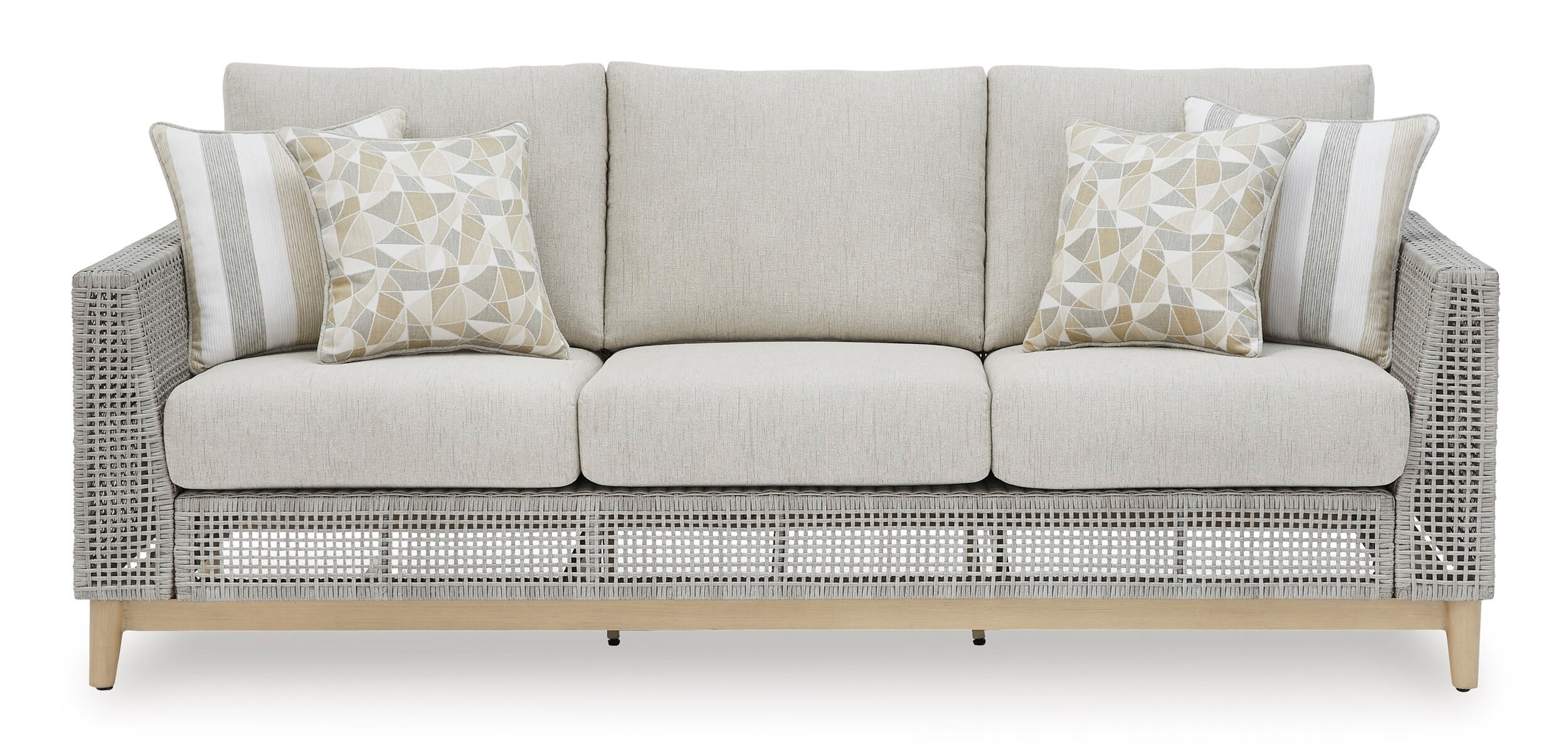 Seton Creek Outdoor Nuvella Fabric/Resin Wicker Sofa w/4 Pillows
