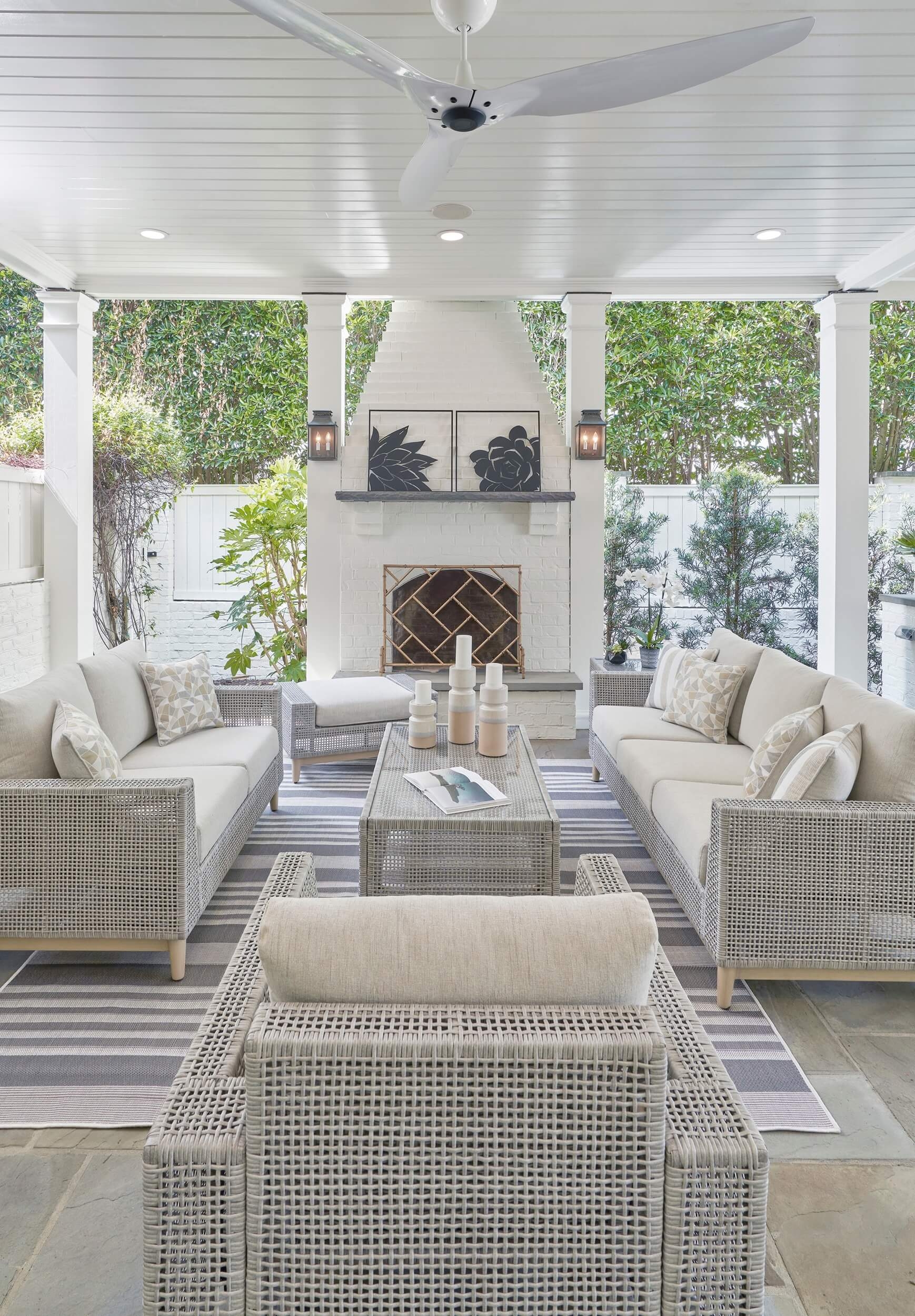 Seton Creek Outdoor Nuvella Fabric/Resin Wicker Set w/Pillows