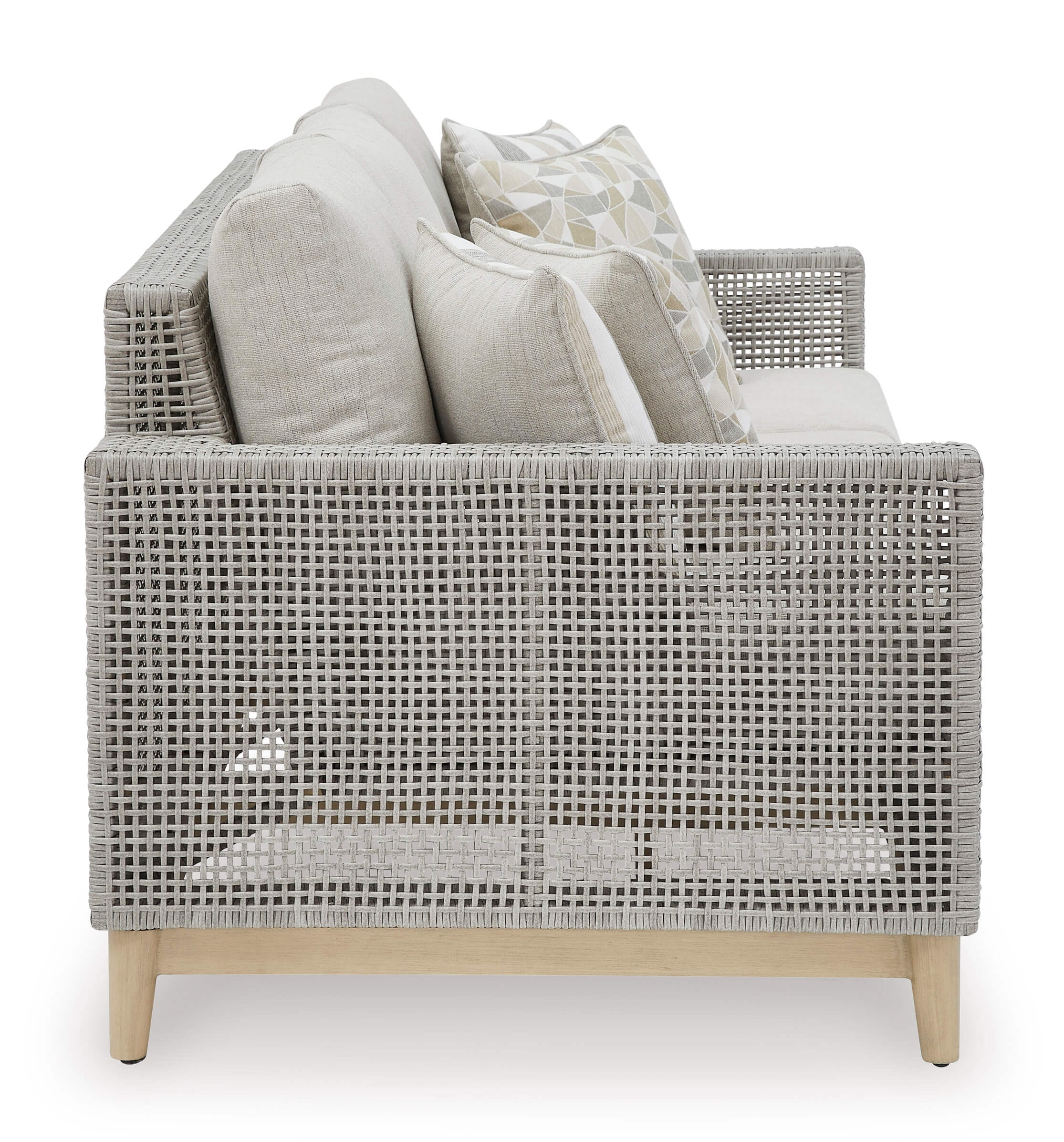 Seton Creek Outdoor Nuvella Fabric/Resin Wicker Sofa w/4 Pillows