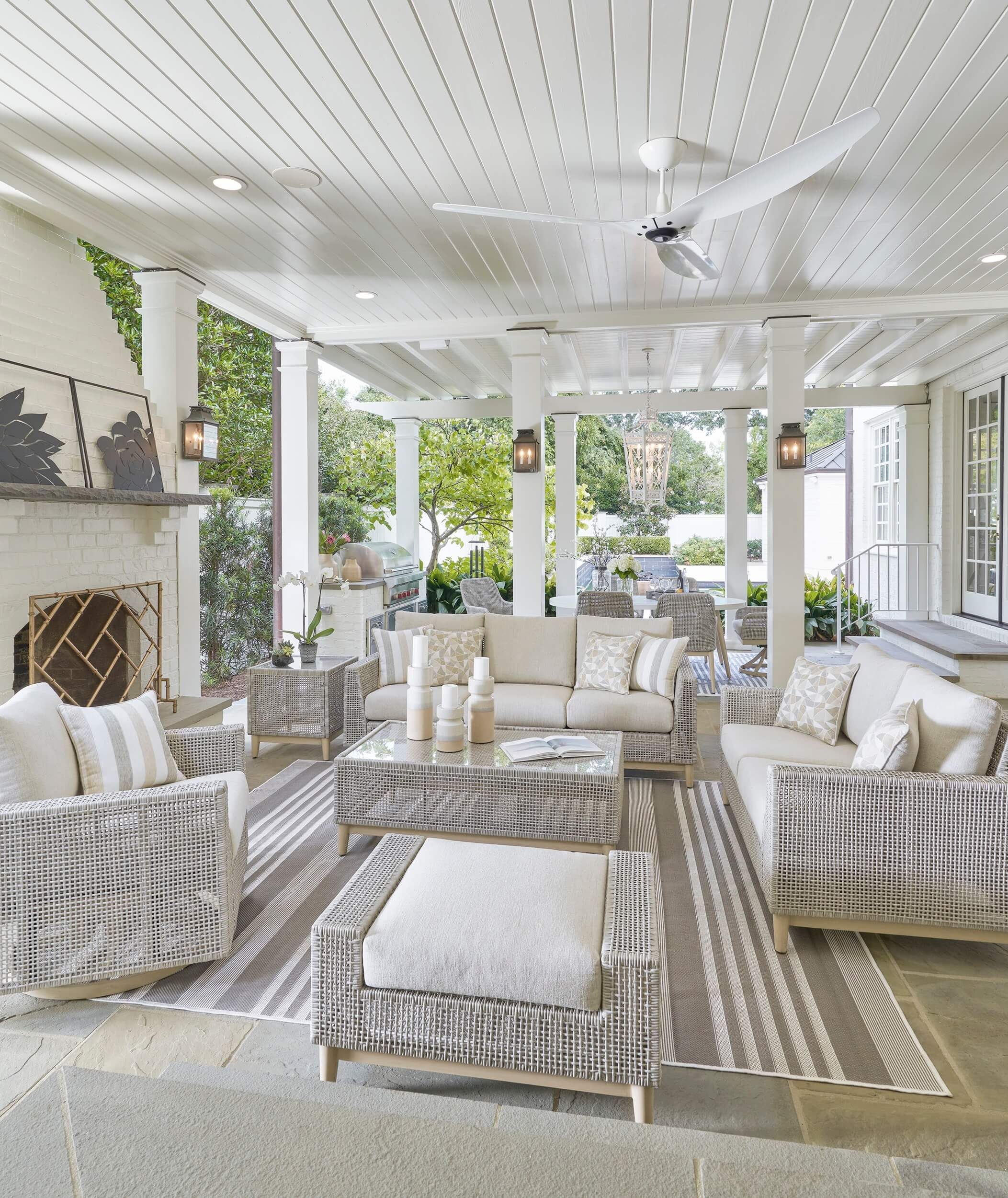 Seton Creek Outdoor Nuvella Fabric/Resin Wicker Set w/Pillows