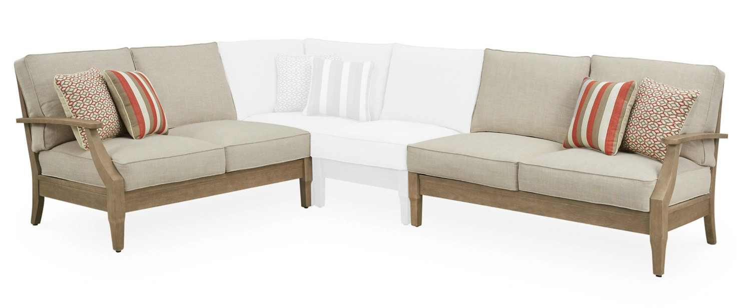 Clare View L-Shaped Polyester/Wood 3-Piece Outdoor Sectional