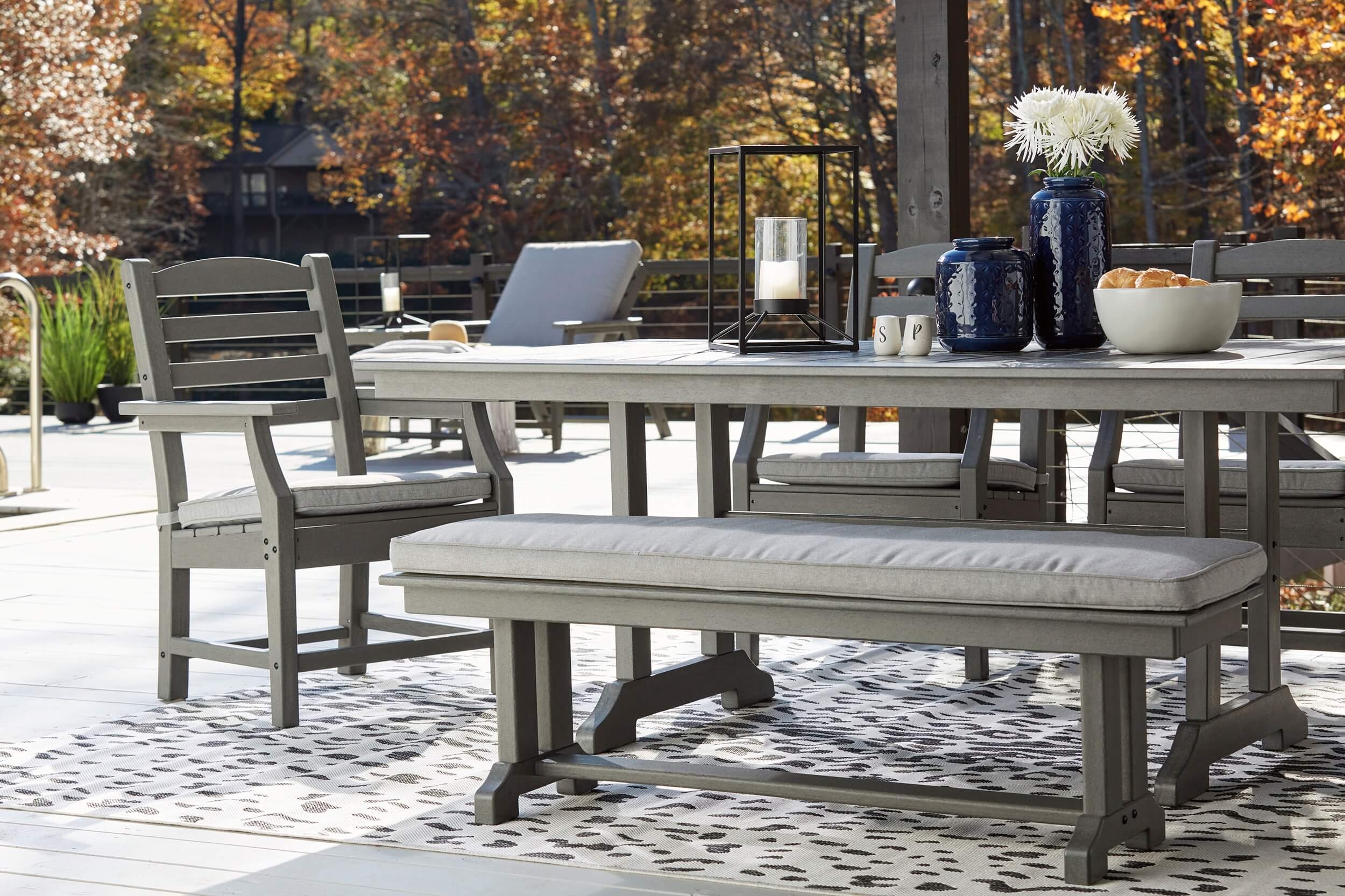 Visola Outdoor High-Density Polyethylene Rectangular Patio Dining Set