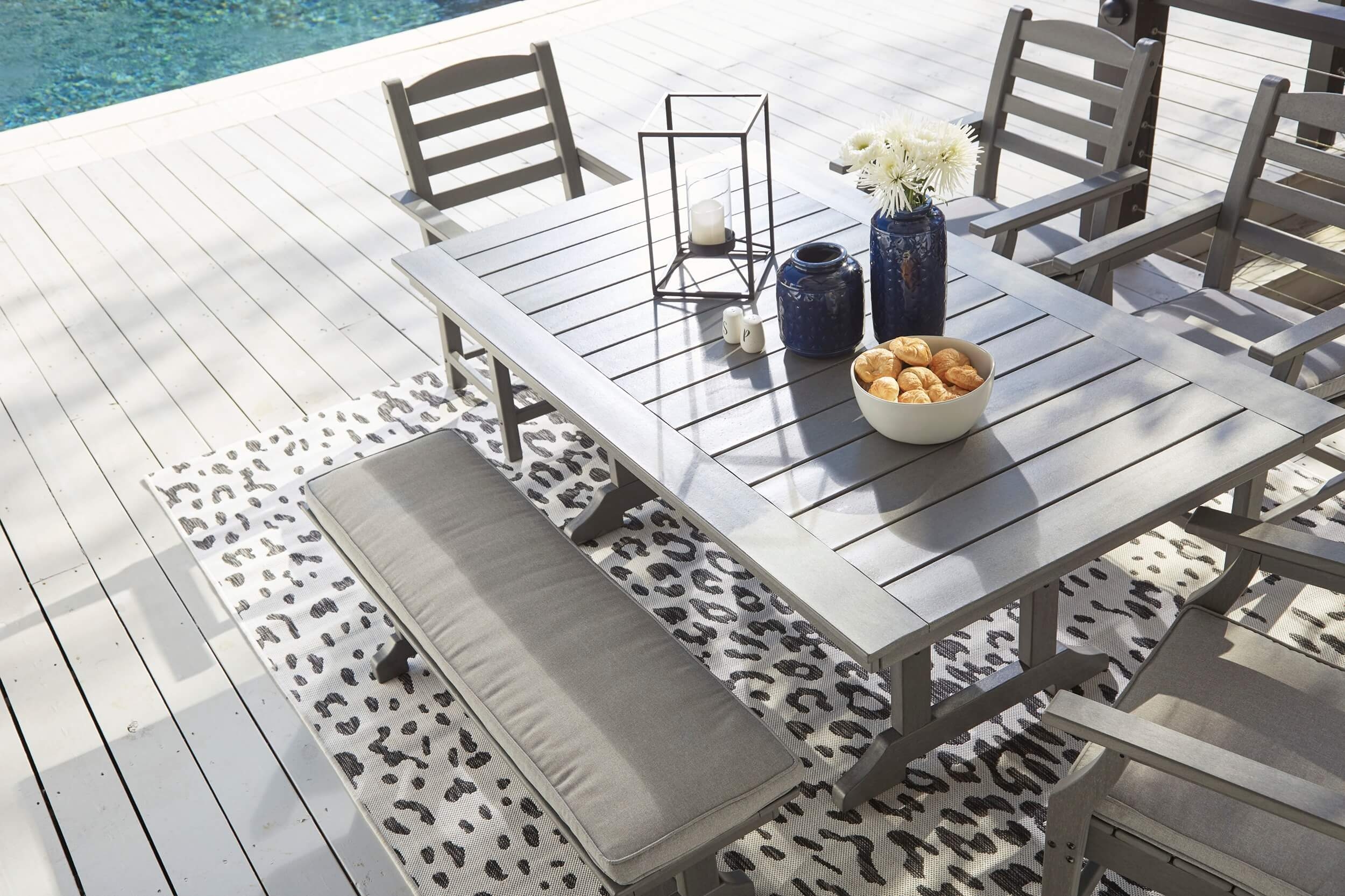 Visola Outdoor High-Density Polyethylene Rectangular Patio Dining Set