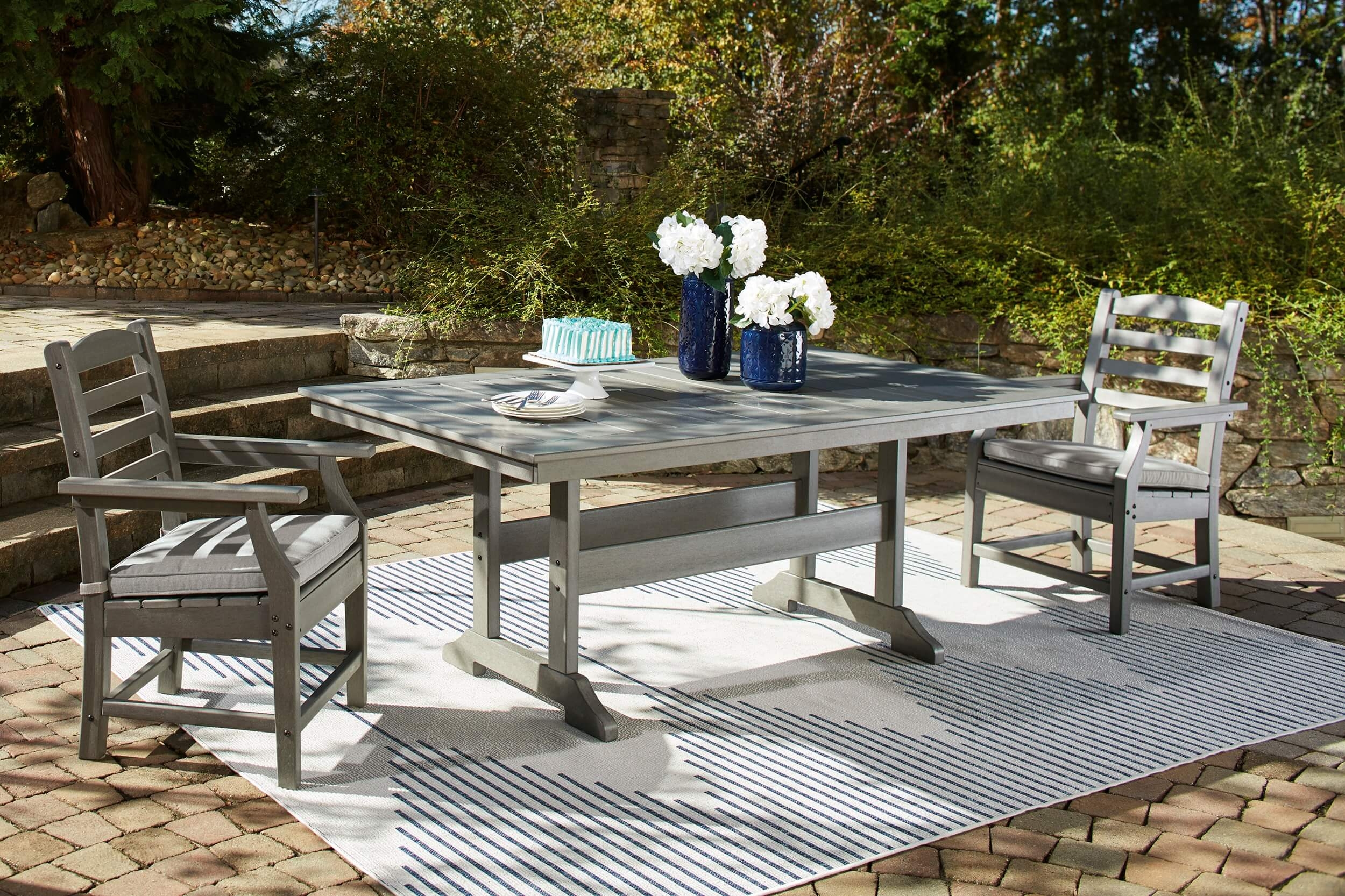 Visola Outdoor High-Density Polyethylene Rectangular Patio Dining Set