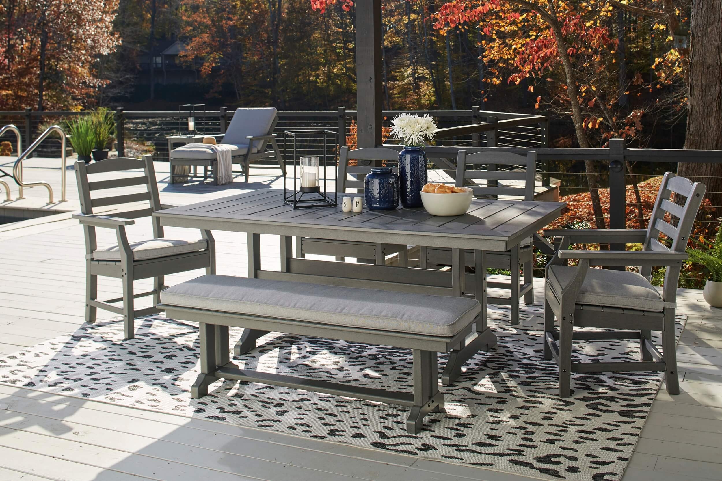 Visola Outdoor High-Density Polyethylene Rectangular Patio Dining Set