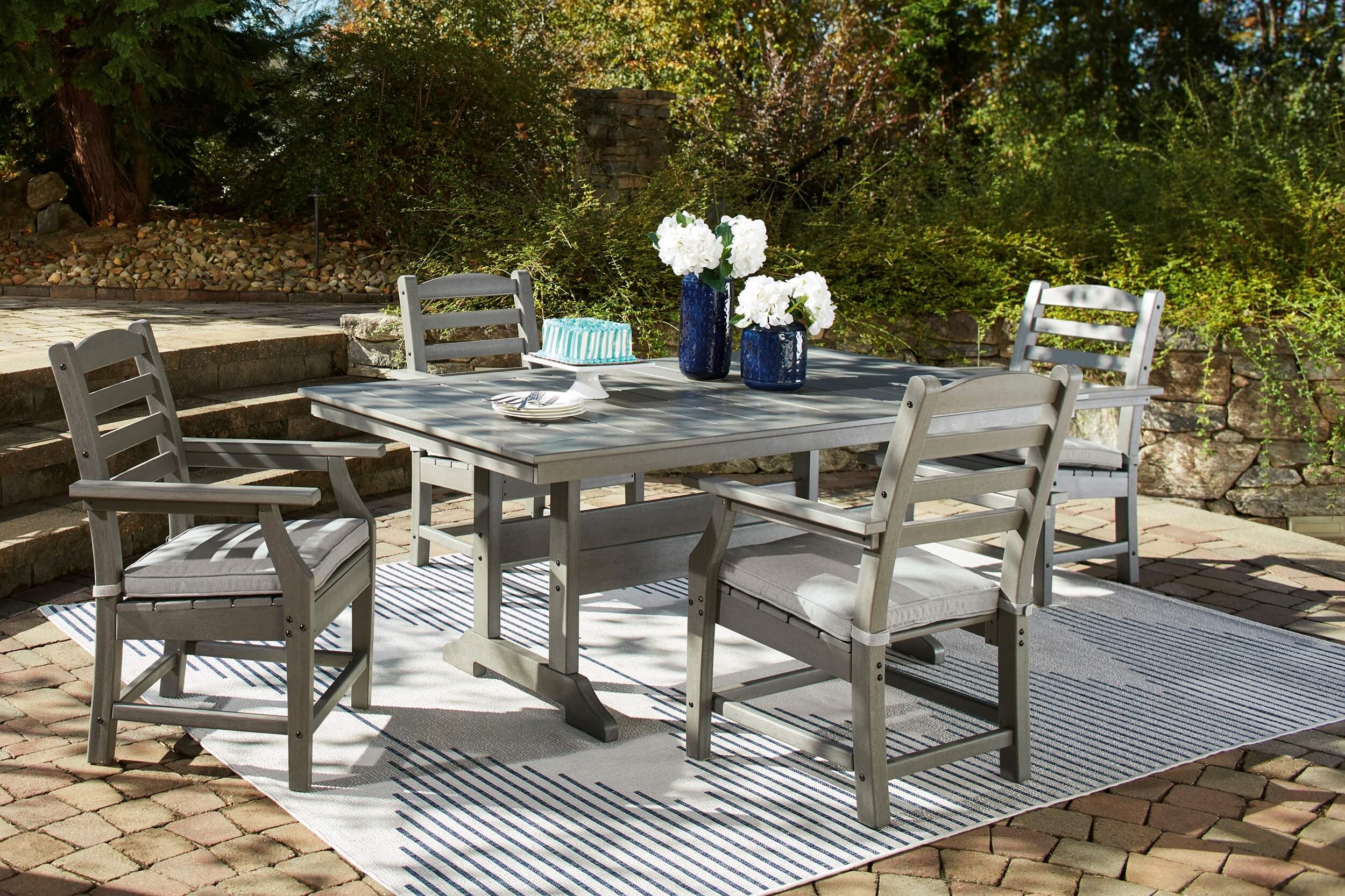 Visola Outdoor High-Density Polyethylene Rectangular Patio Dining Set