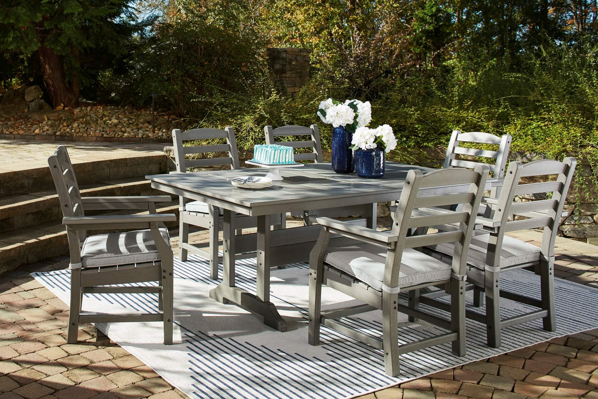 Visola Outdoor High-Density Polyethylene Rectangular Patio Dining Set