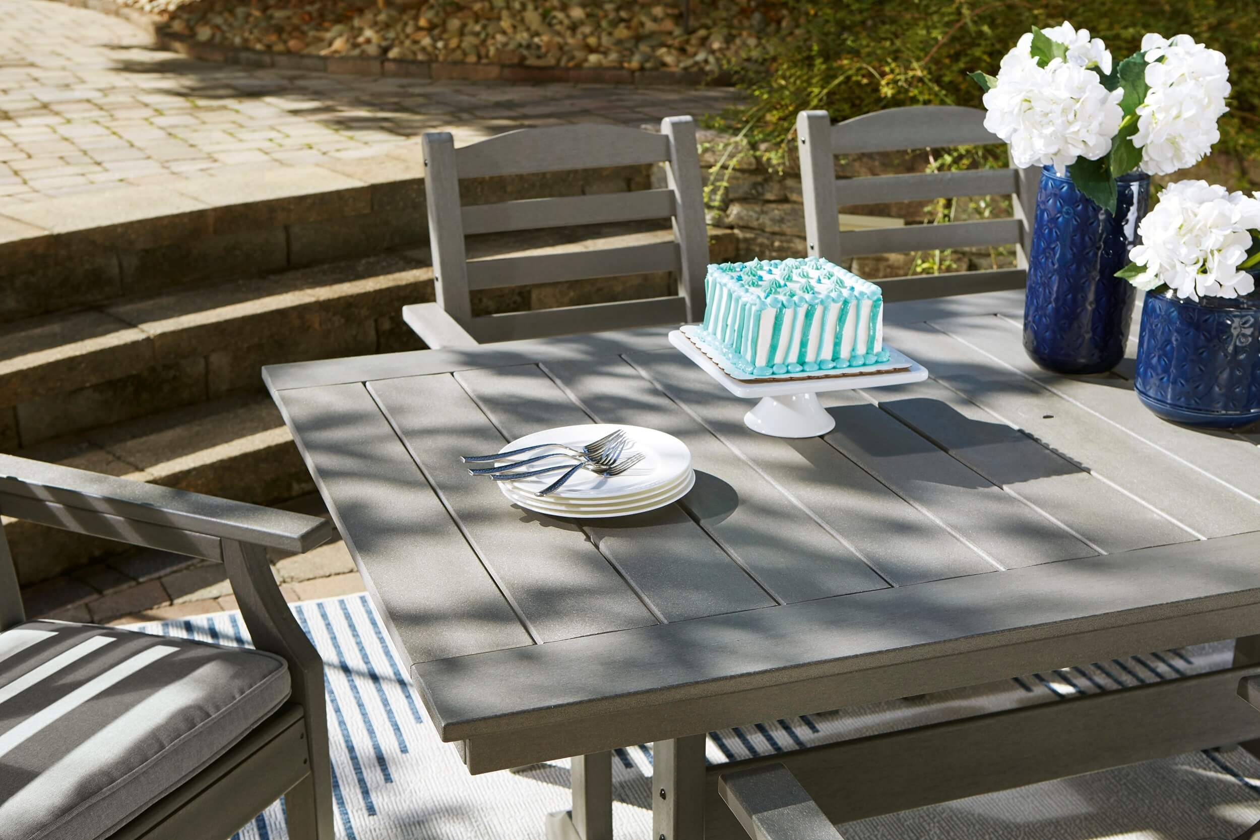 Visola Outdoor High-Density Polyethylene Rectangular Patio Dining Set