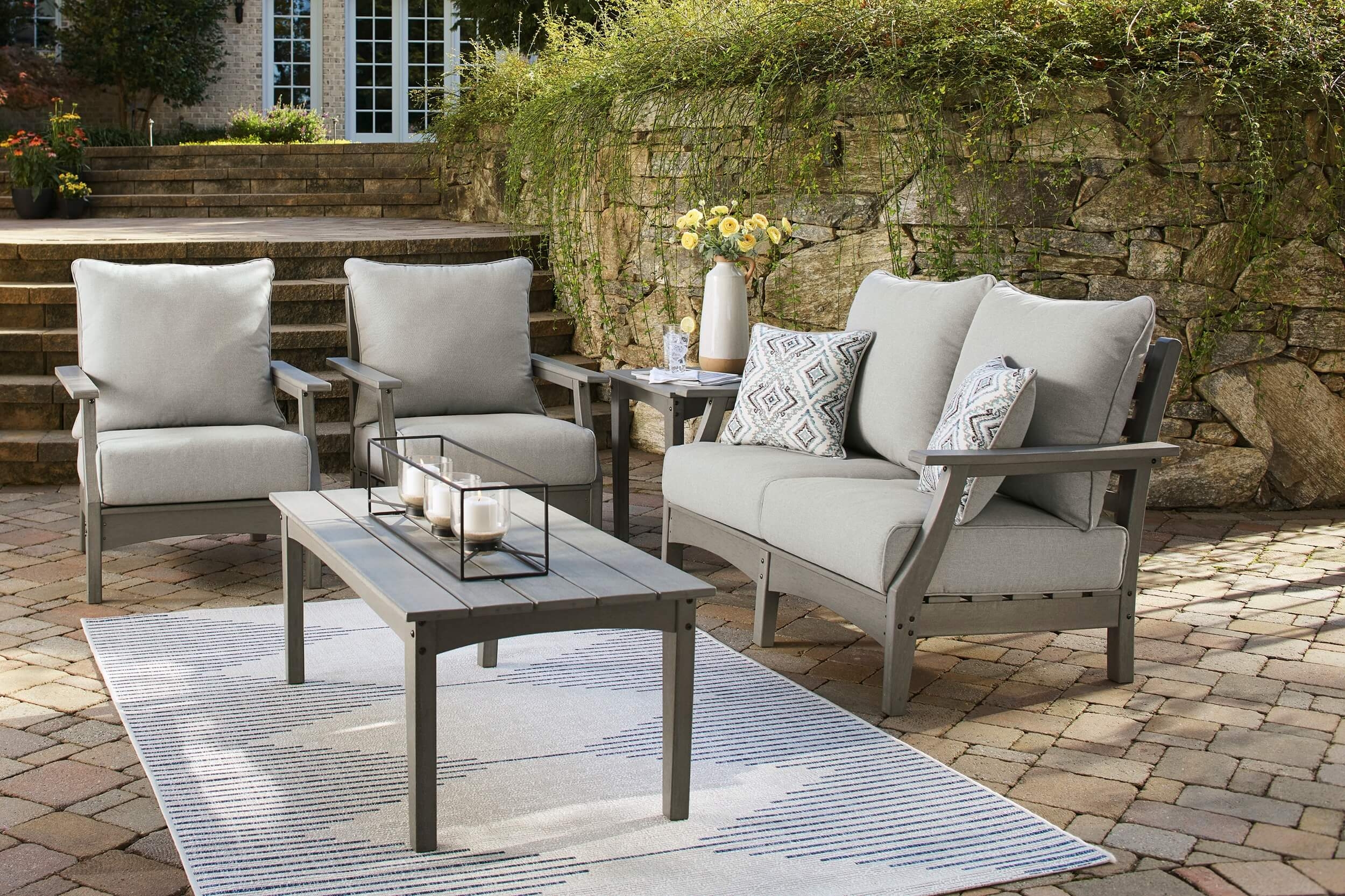 Visola Outdoor Nuvella Fabric/High-Density Polyethylene Patio Seating Set