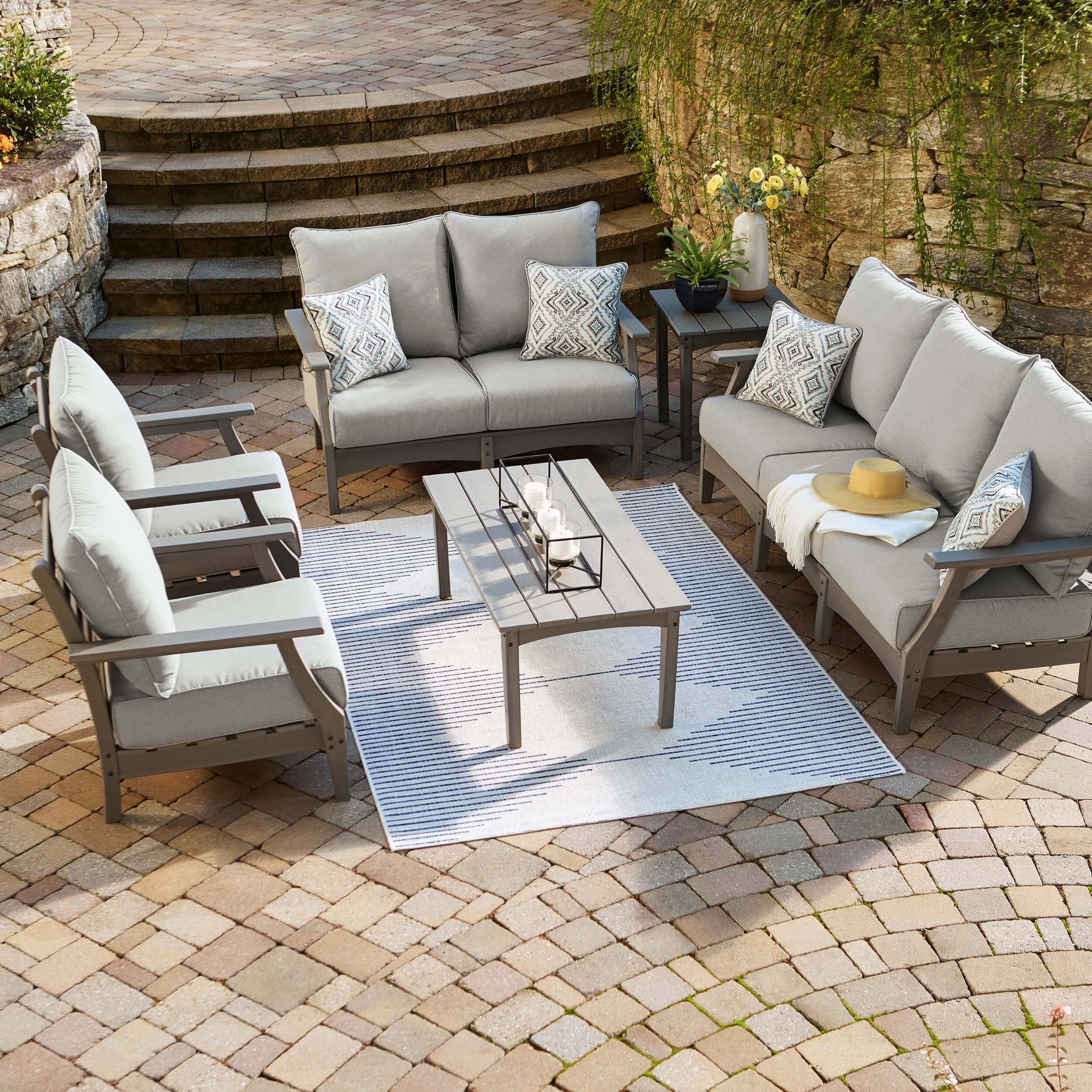 Visola Outdoor Nuvella Fabric/High-Density Polyethylene Patio Seating Set