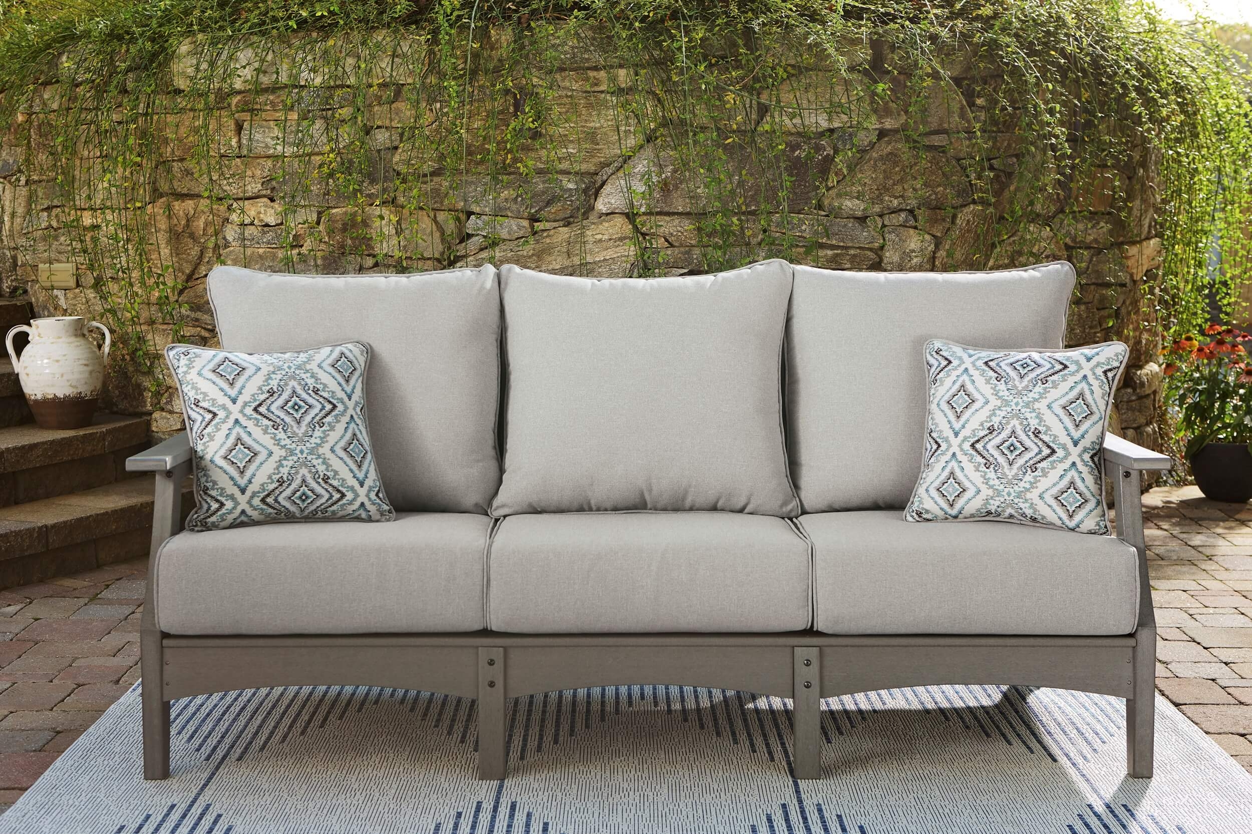 Visola Outdoor Nuvella Fabric/High-Density Polyethylene Sofa