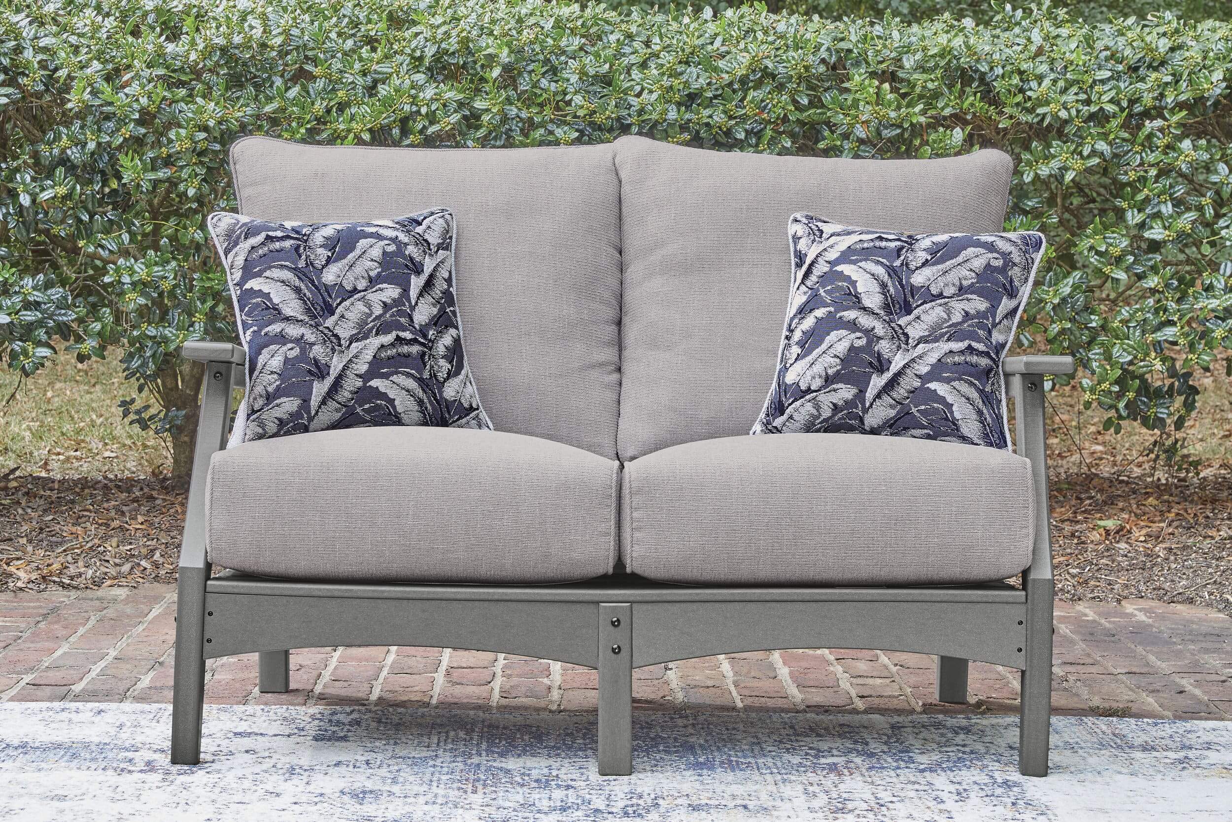 Cove Beach HDPE/Polyester Loveseat with Cushion