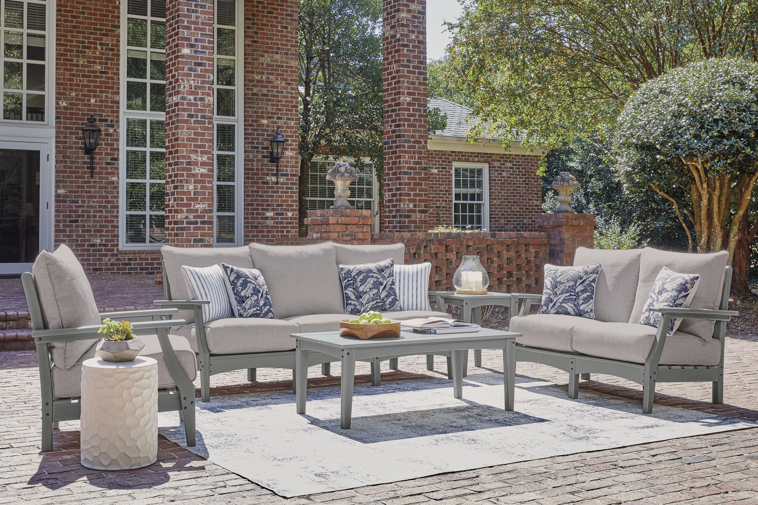 Cove Beach HDPE/Polyester Loveseat with Cushion