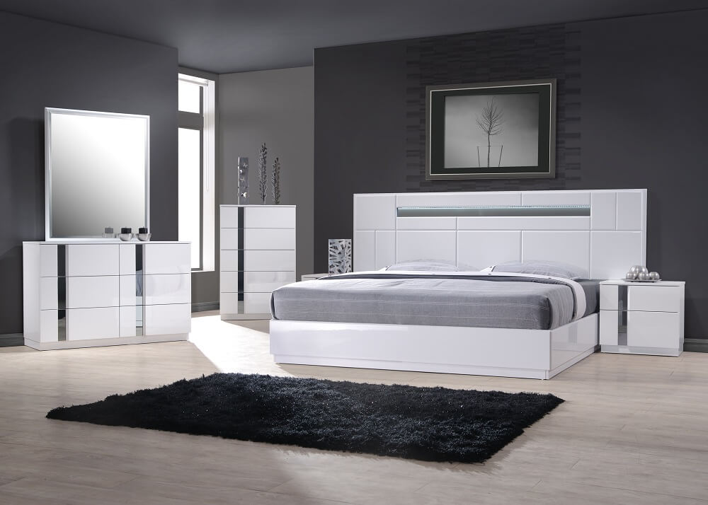 Palermo Lacquer LED Panel Bed
