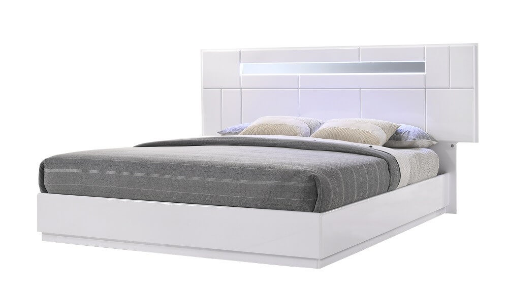 Palermo Lacquer LED King Size Panel Bed