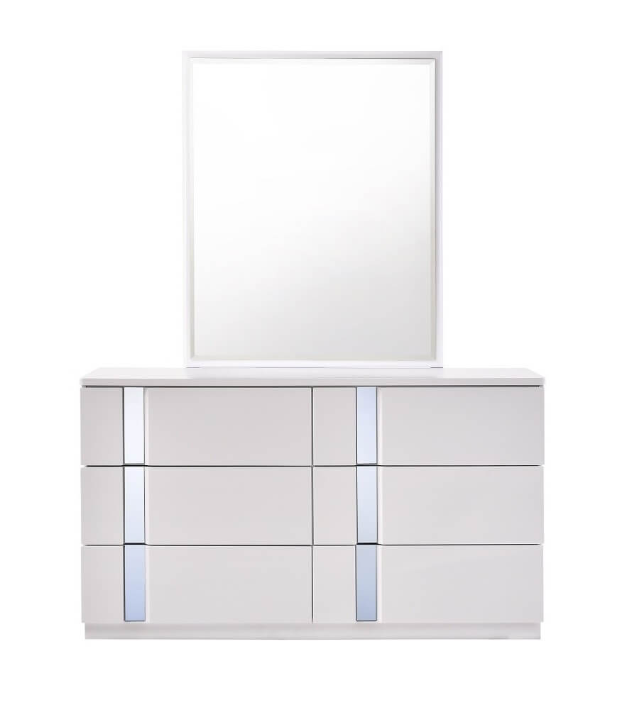 Palermo White Lacquer Dresser w/Mirror - Thumbnail 2