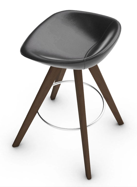 Palm Fabric/Wood Customizable Backless Stool