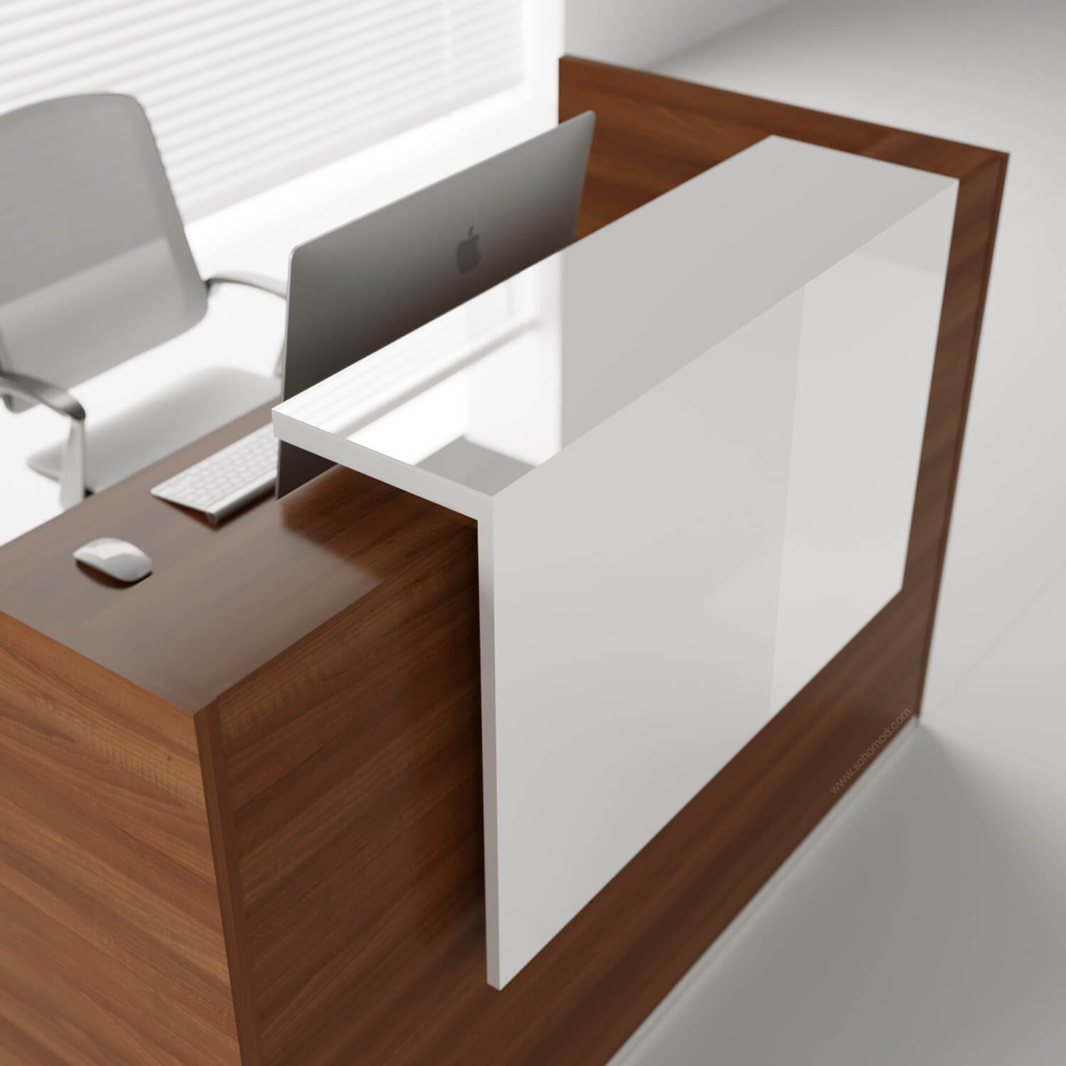 Tera 65" Straight Small Reception Desk in Lowland Walnut