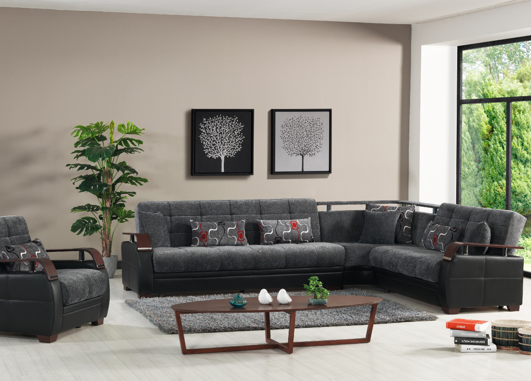 Paramus L-Shaped Upholstered Convertible Storage Sectional