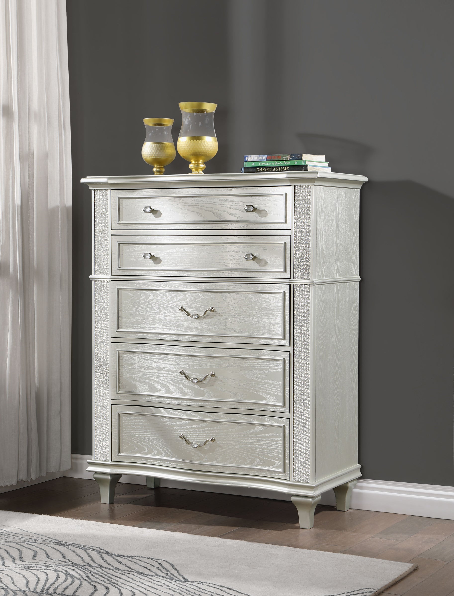 Paris 5-Drawer Wood Veneer Chest