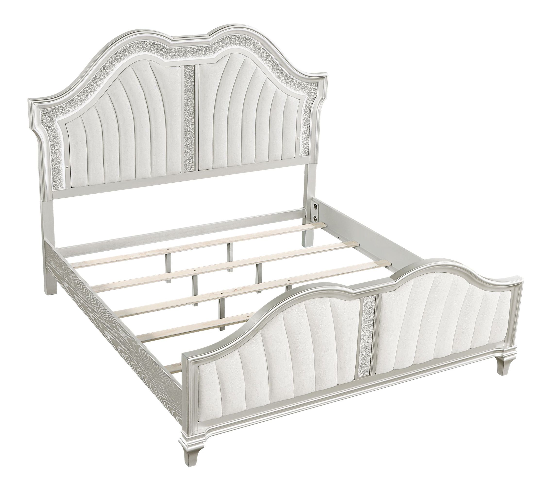 Paris King Size Bed with Velvet Upholstered Footboard & Headboard, LED Lighting