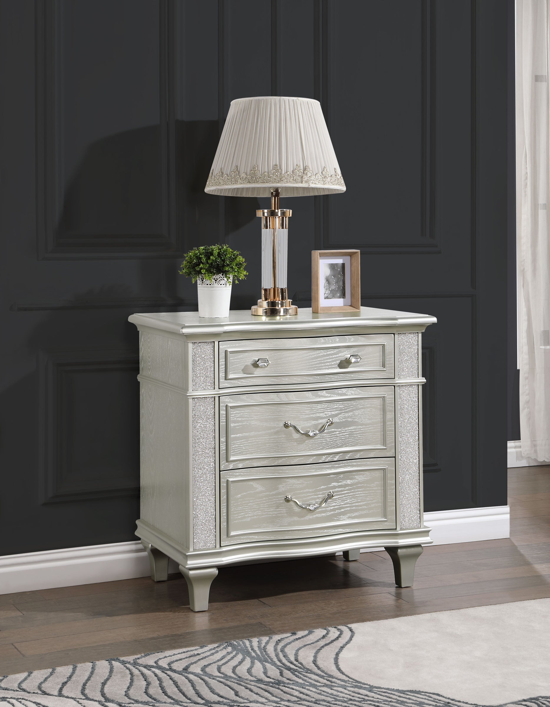 Paris 3-Drawer Wood Veneer Nightstand